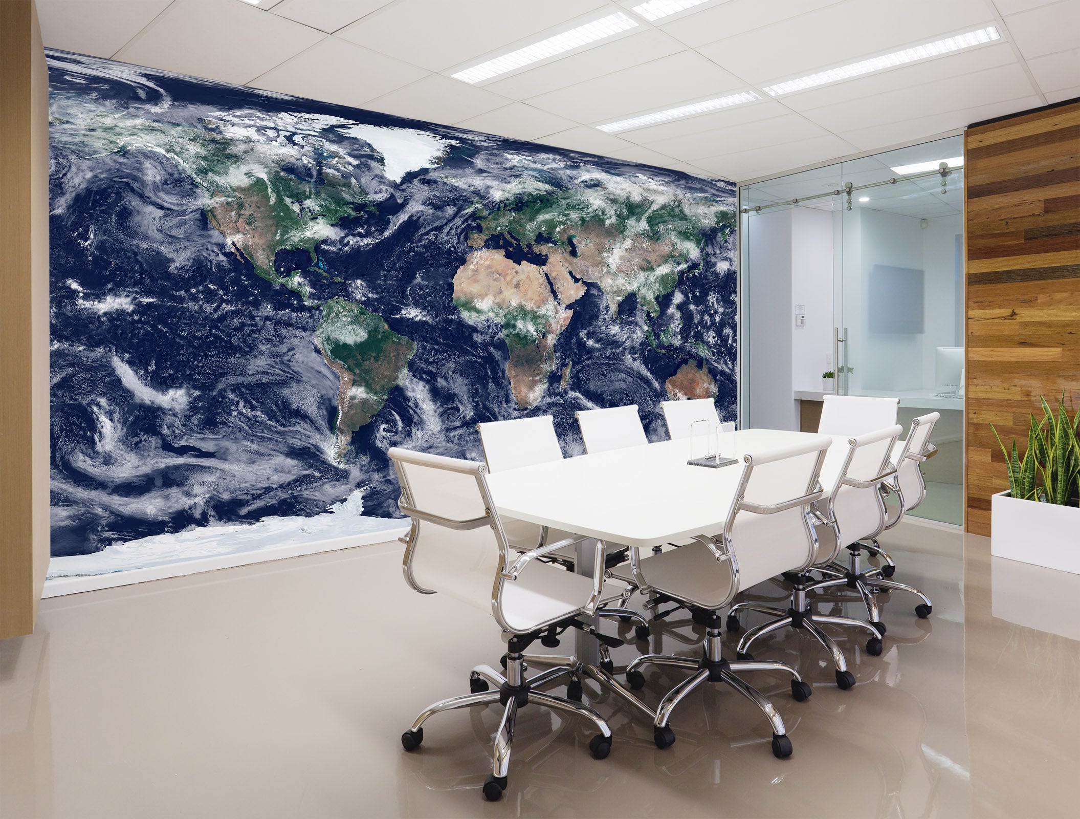 3D Raging Waves 2124 World Map Wall Murals