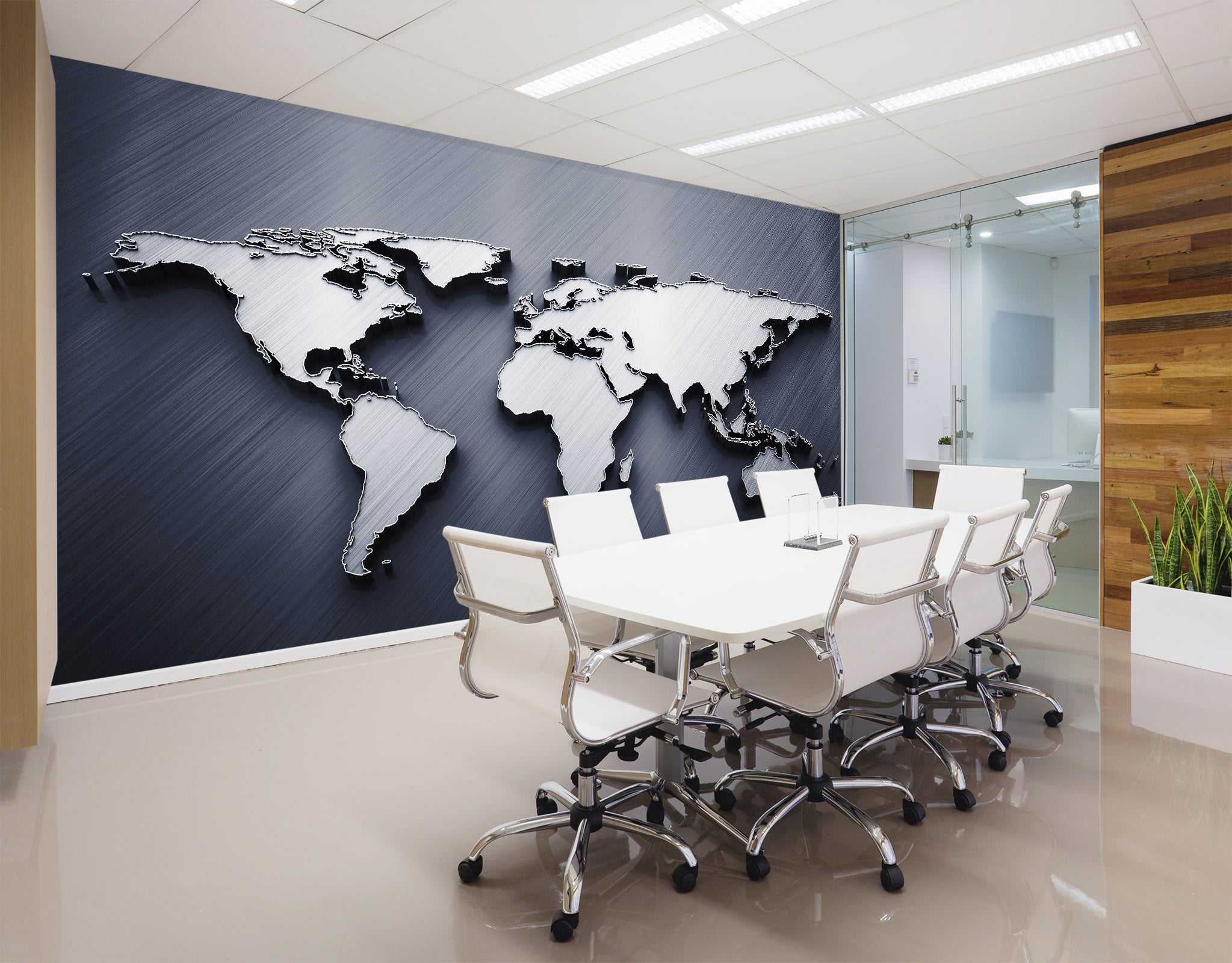 3D White Clouds 2027 World Map Wall Murals