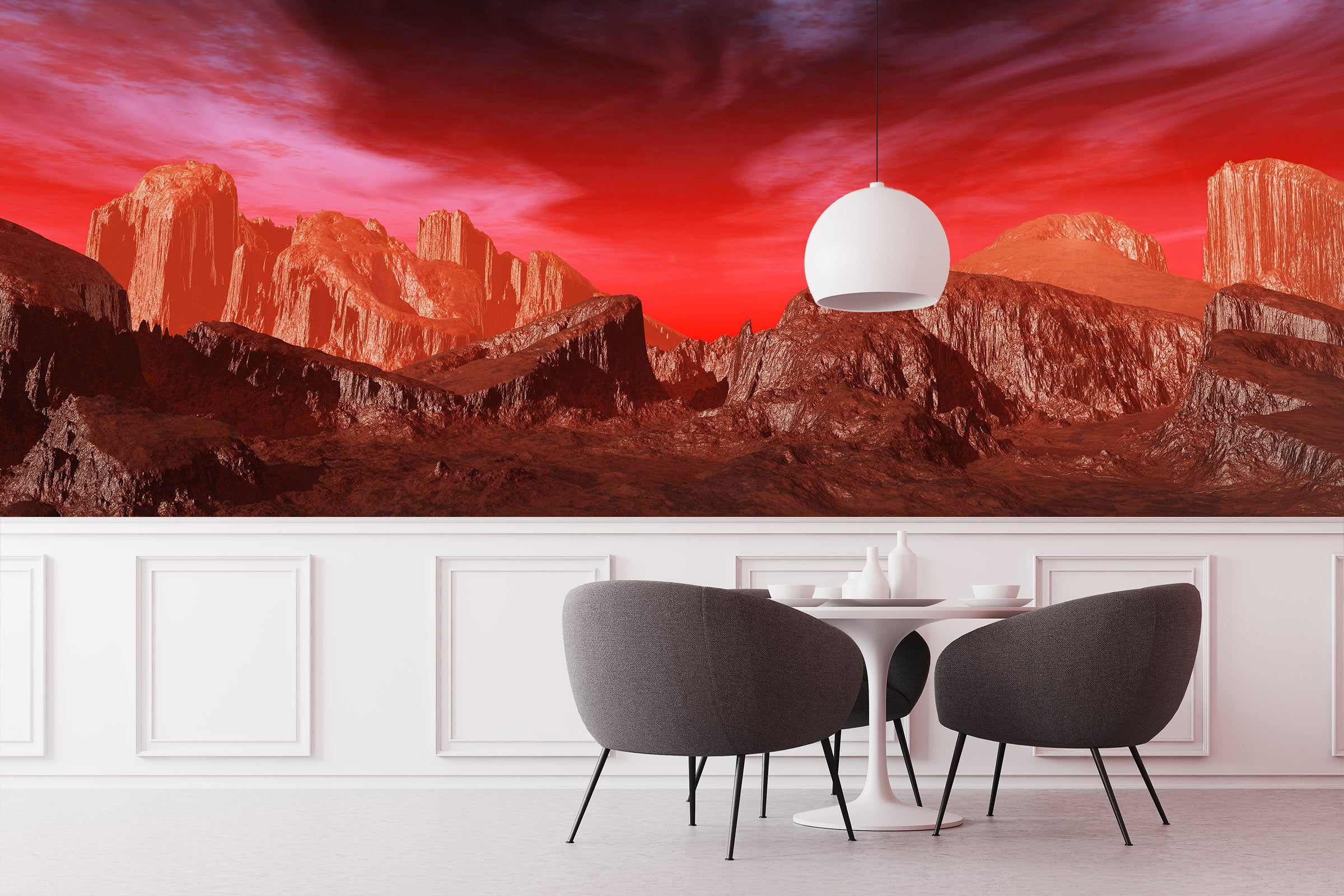 3D Red Sky Mountain Stone 57228 Wall Murals