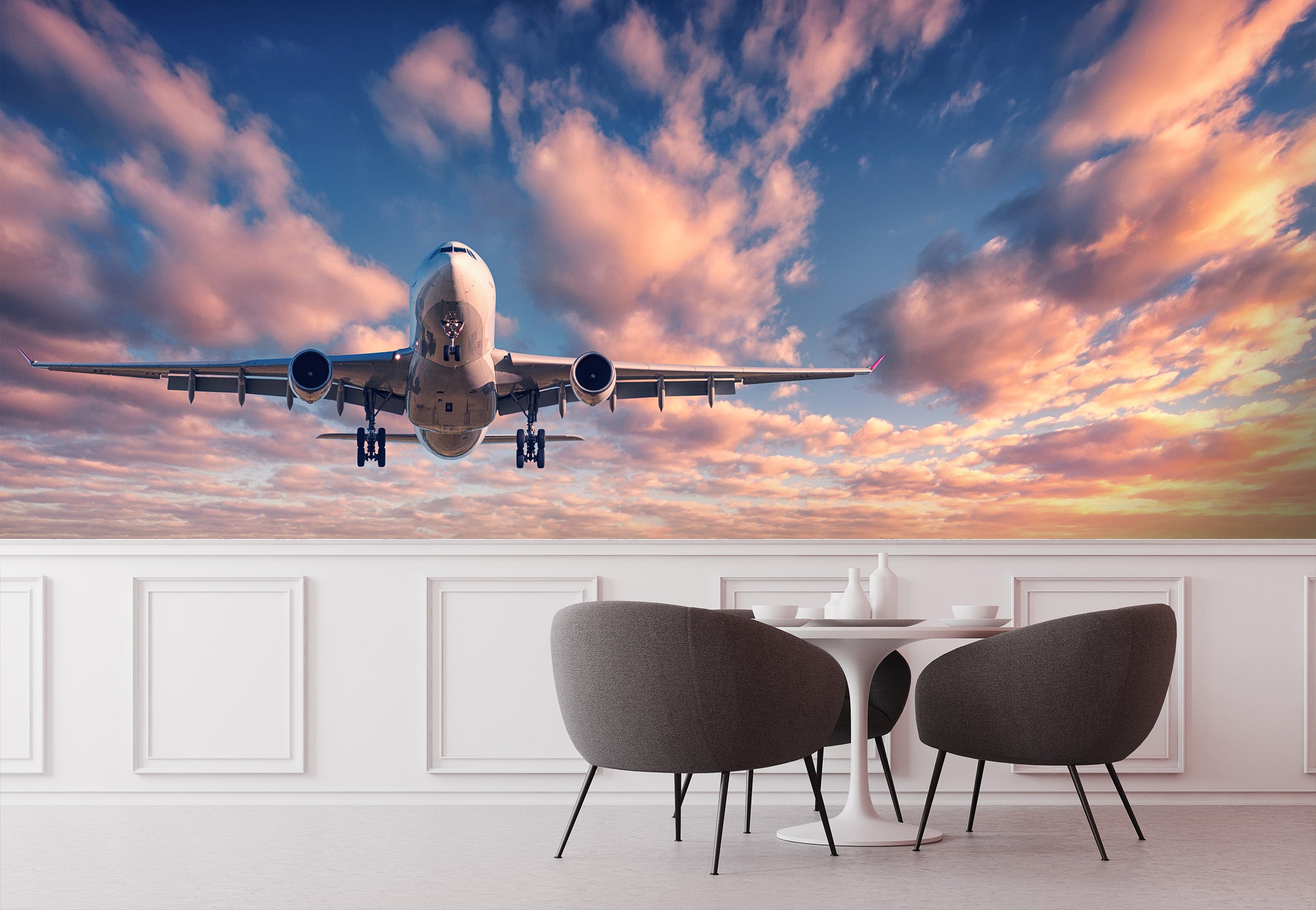 3D Dusk Plane 381 Vehicle Wall Murals