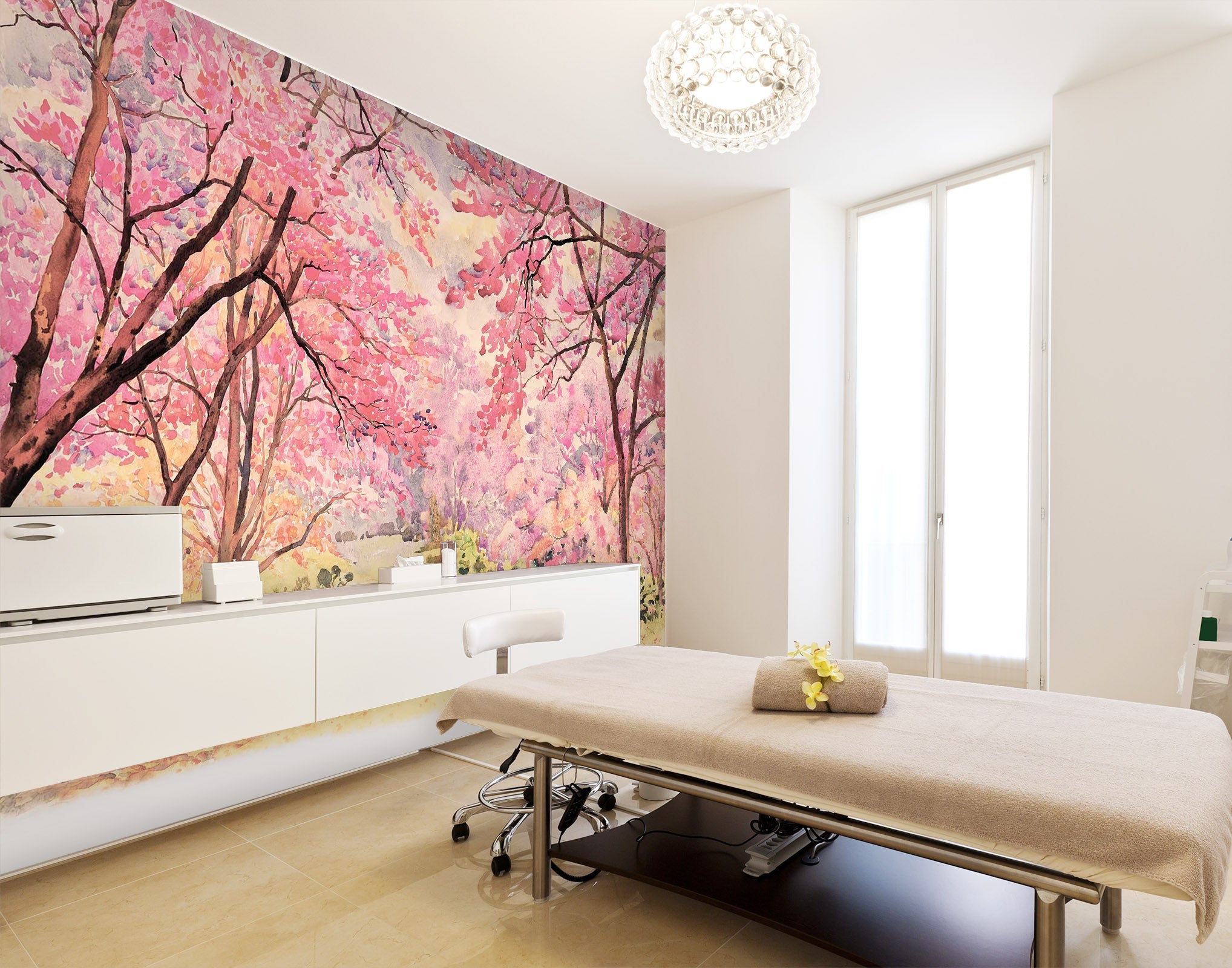 3D Pink Natural Tree 089 Wall Murals Wallpaper AJ Wallpaper 2