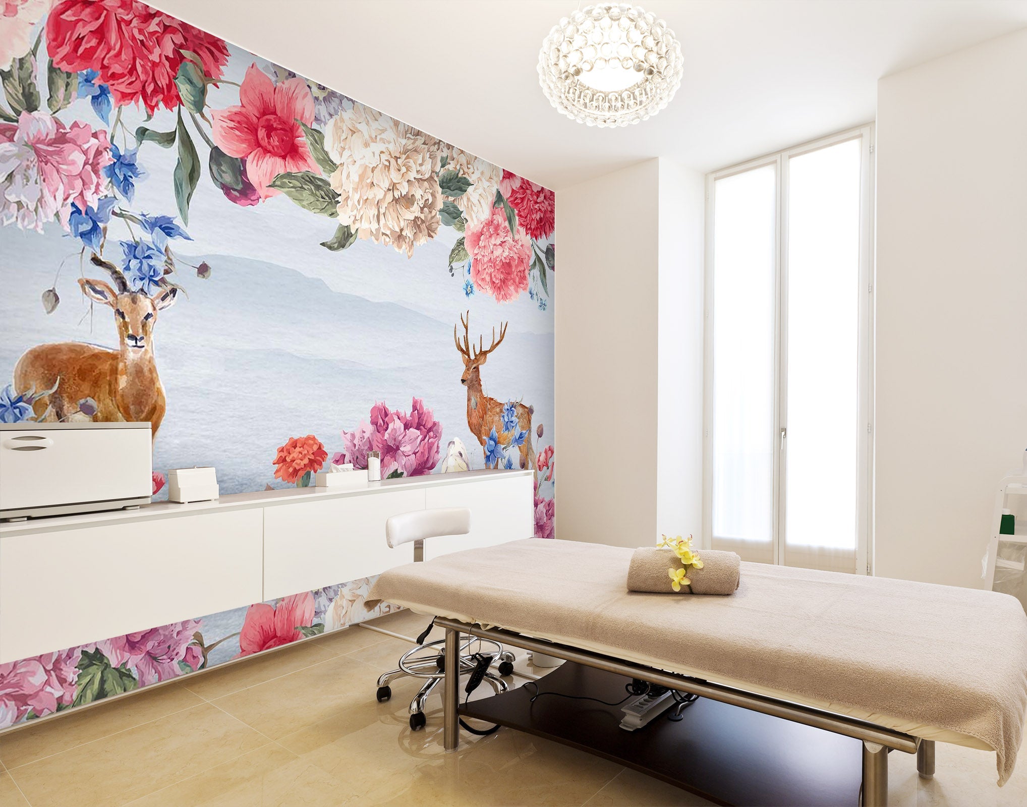 3D Painted Flower Deer 075 Wall Murals Wallpaper AJ Wallpaper 2