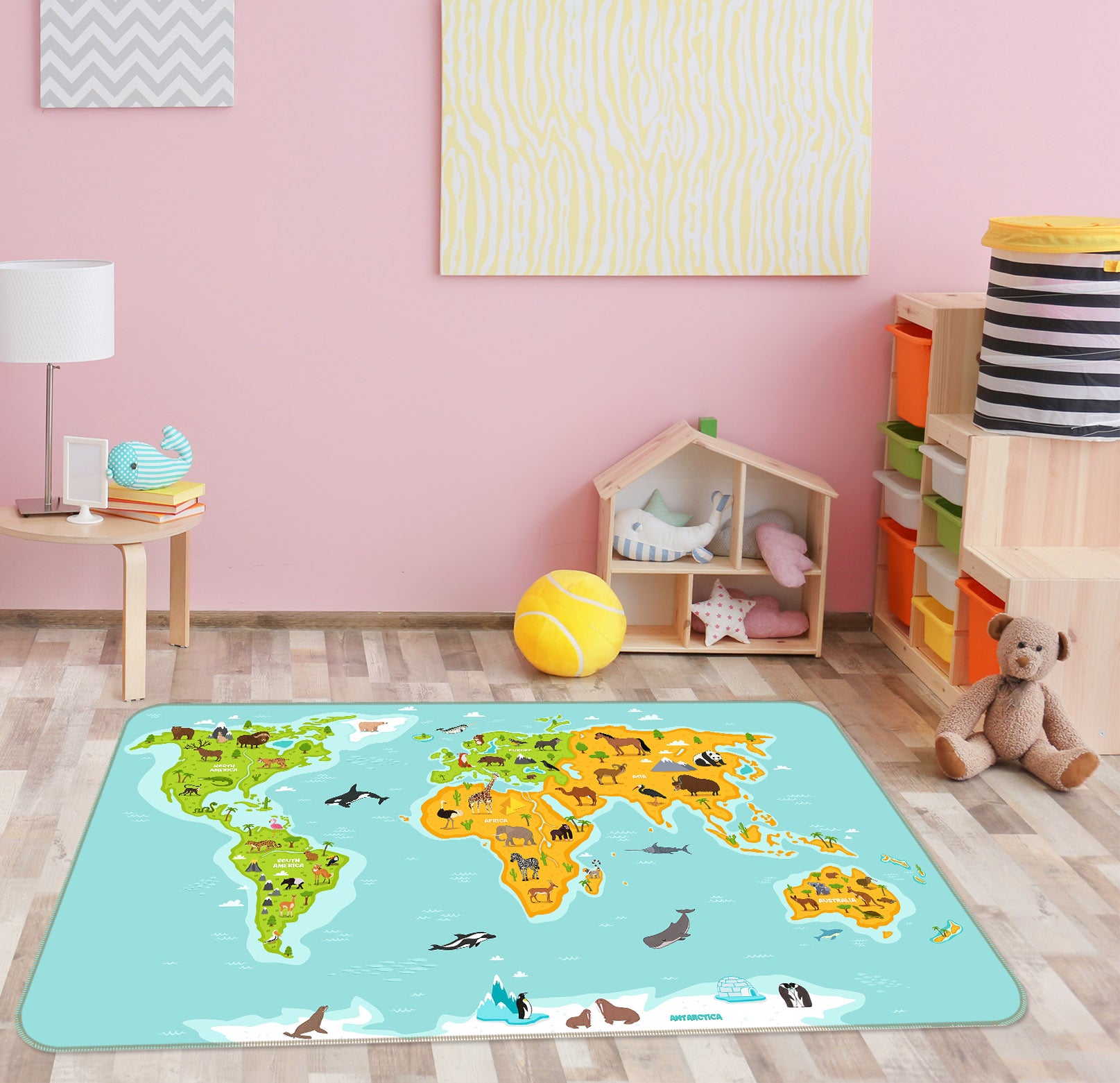 3D Sea Island 322 World Map Non Slip Rug Mat