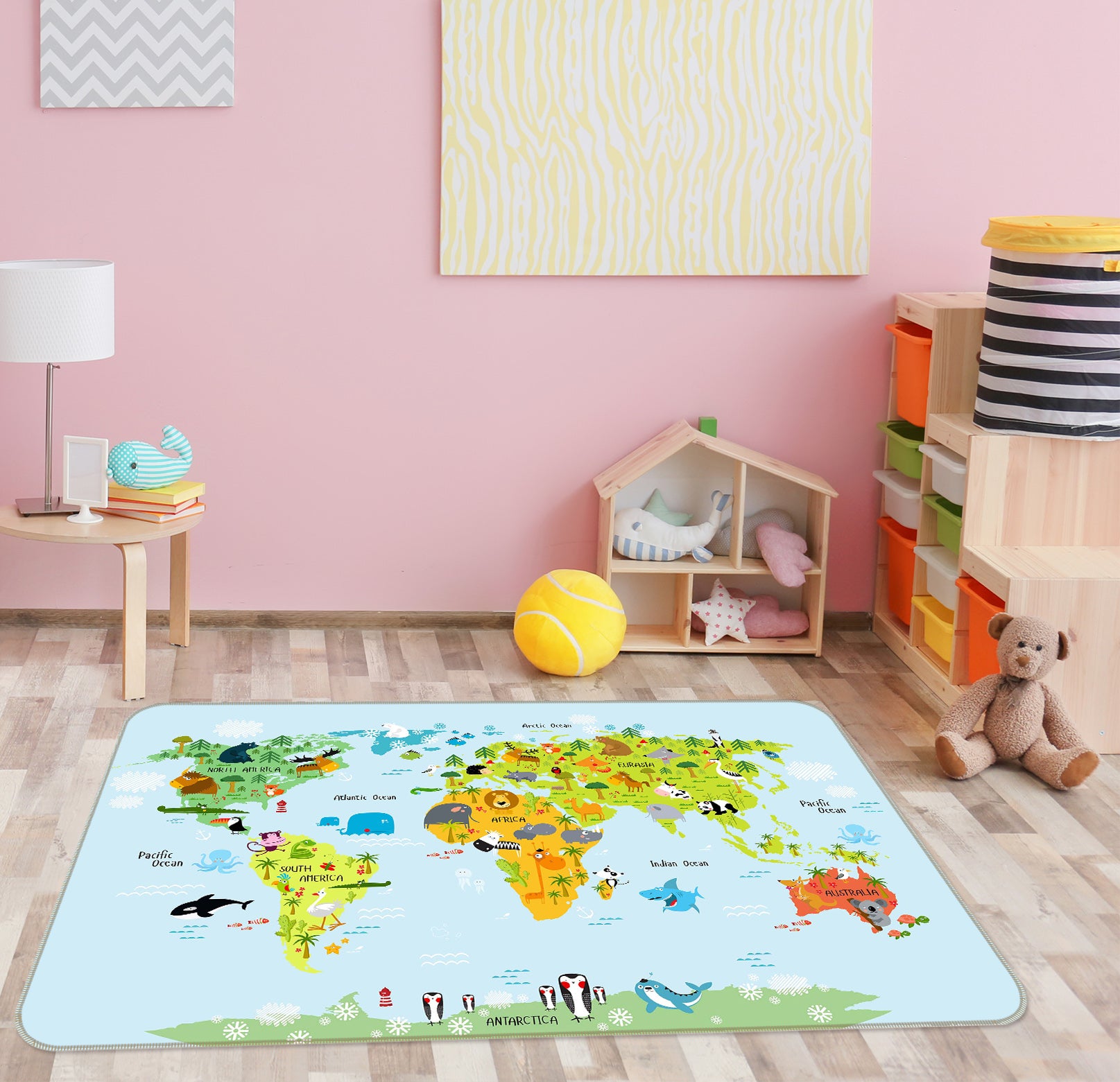3D Colored Island 241 World Map Non Slip Rug Mat