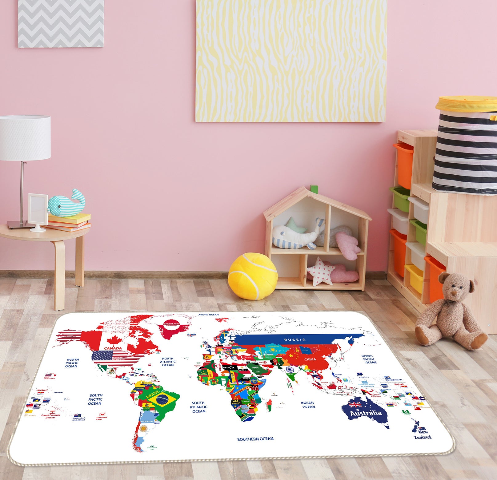 3D Vibrant Colors 290 World Map Non Slip Rug Mat