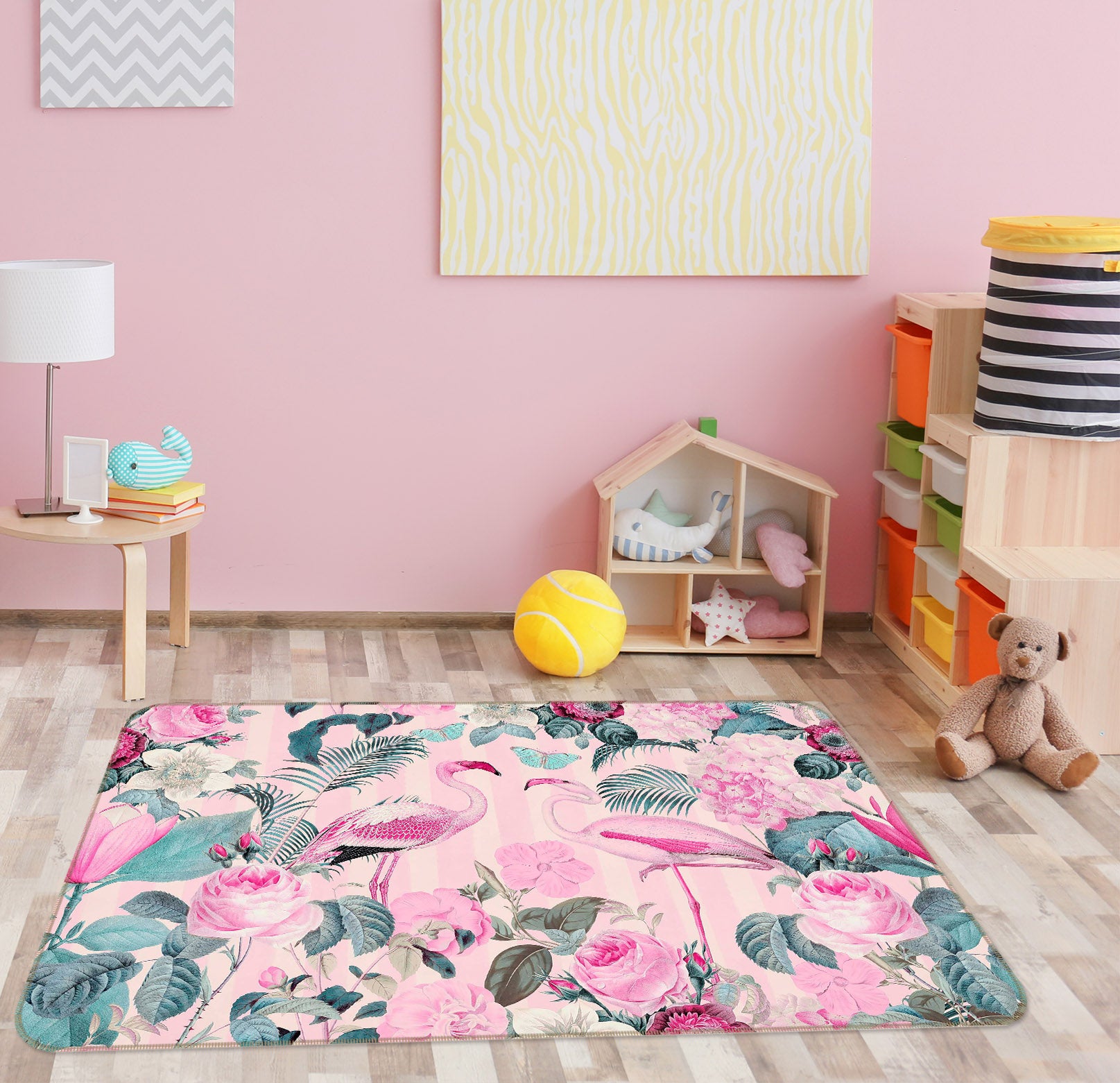 3D Pink Flamingo 1017 Andrea haase Rug Non Slip Rug Mat