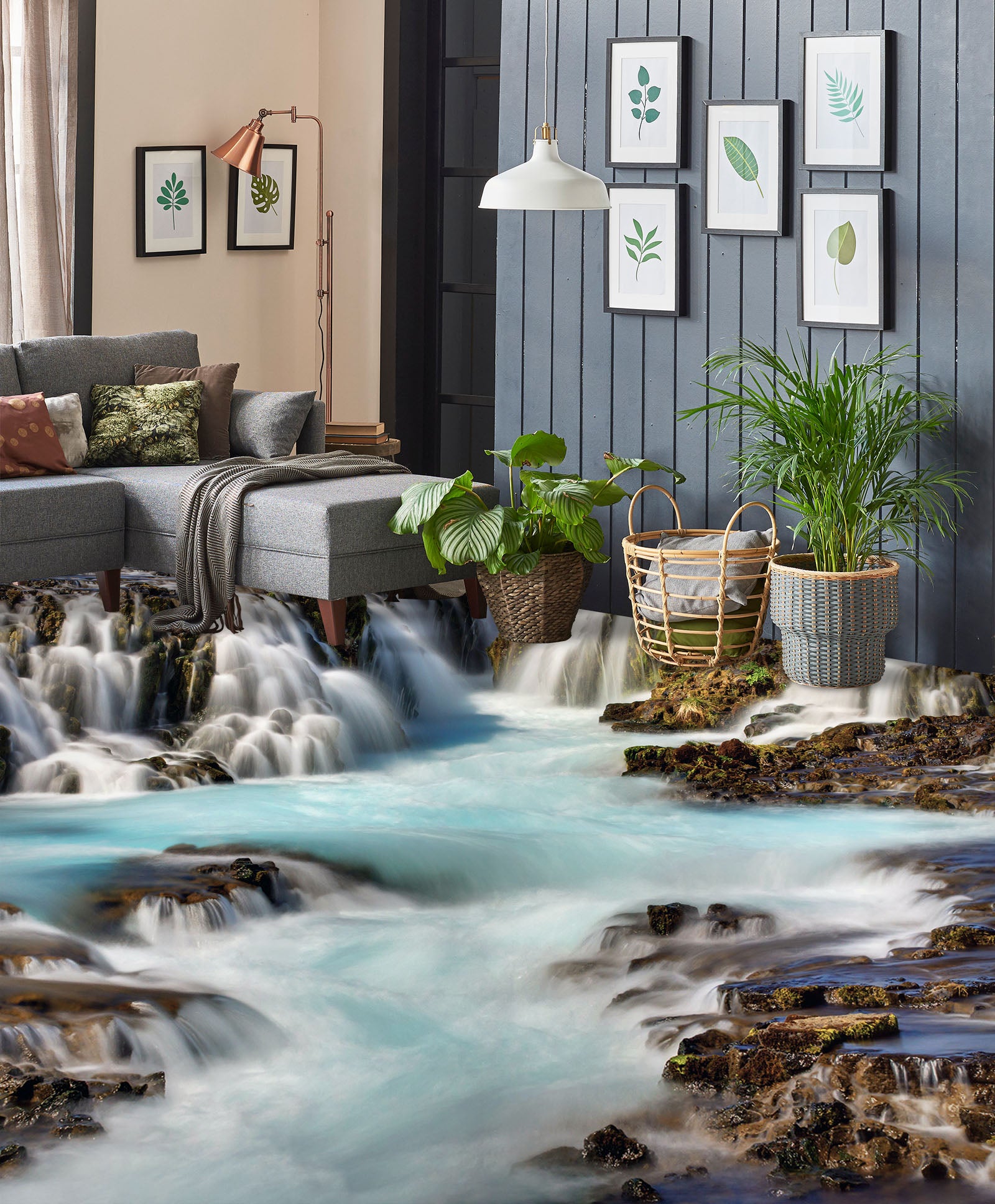 3D Convergence Of Waterfalls 1445 Floor Mural Wallpaper Murals Self-Adhesive Removable Print Epoxy