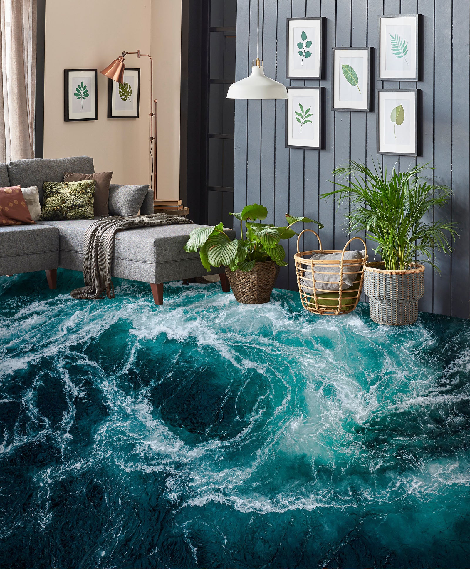3D Churning Waves 214 Floor Mural Wallpaper Murals Rug & Mat Print Epoxy waterproof bath floor