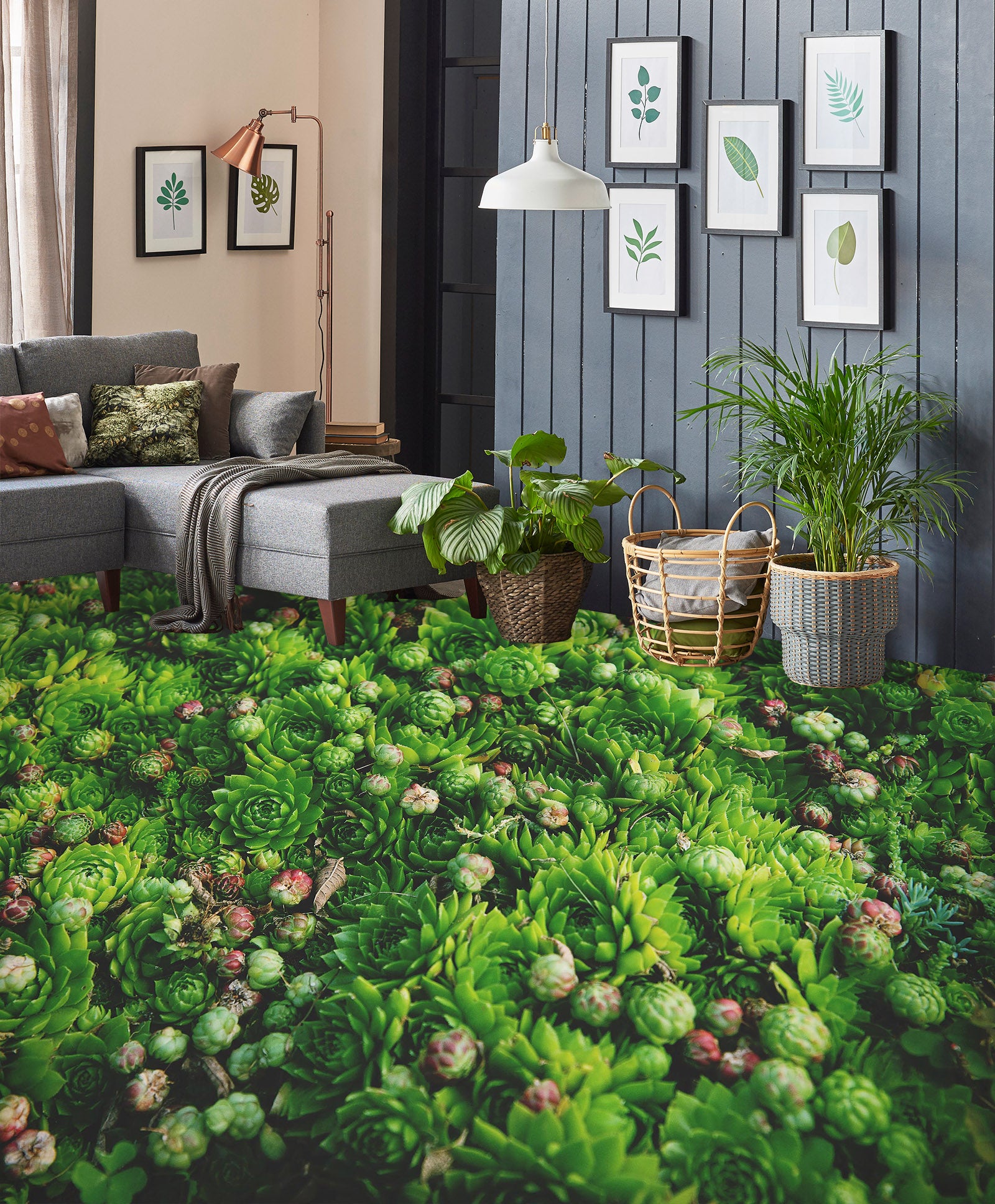 3D Green Succulents 351 Floor Mural Wallpaper Murals Rug & Mat Print Epoxy waterproof bath floor