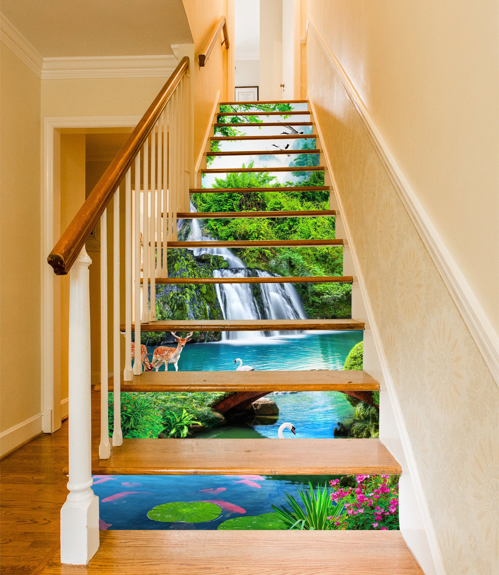 3D Green Mountains And Green Waters 065 Stair Risers
