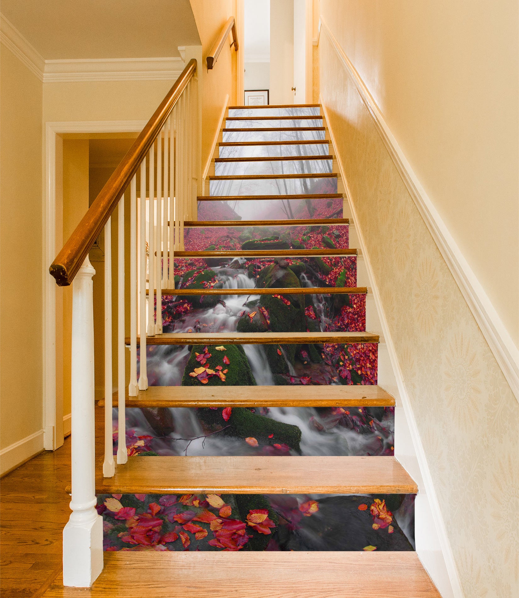 3D Red Leaves 265 Stair Risers