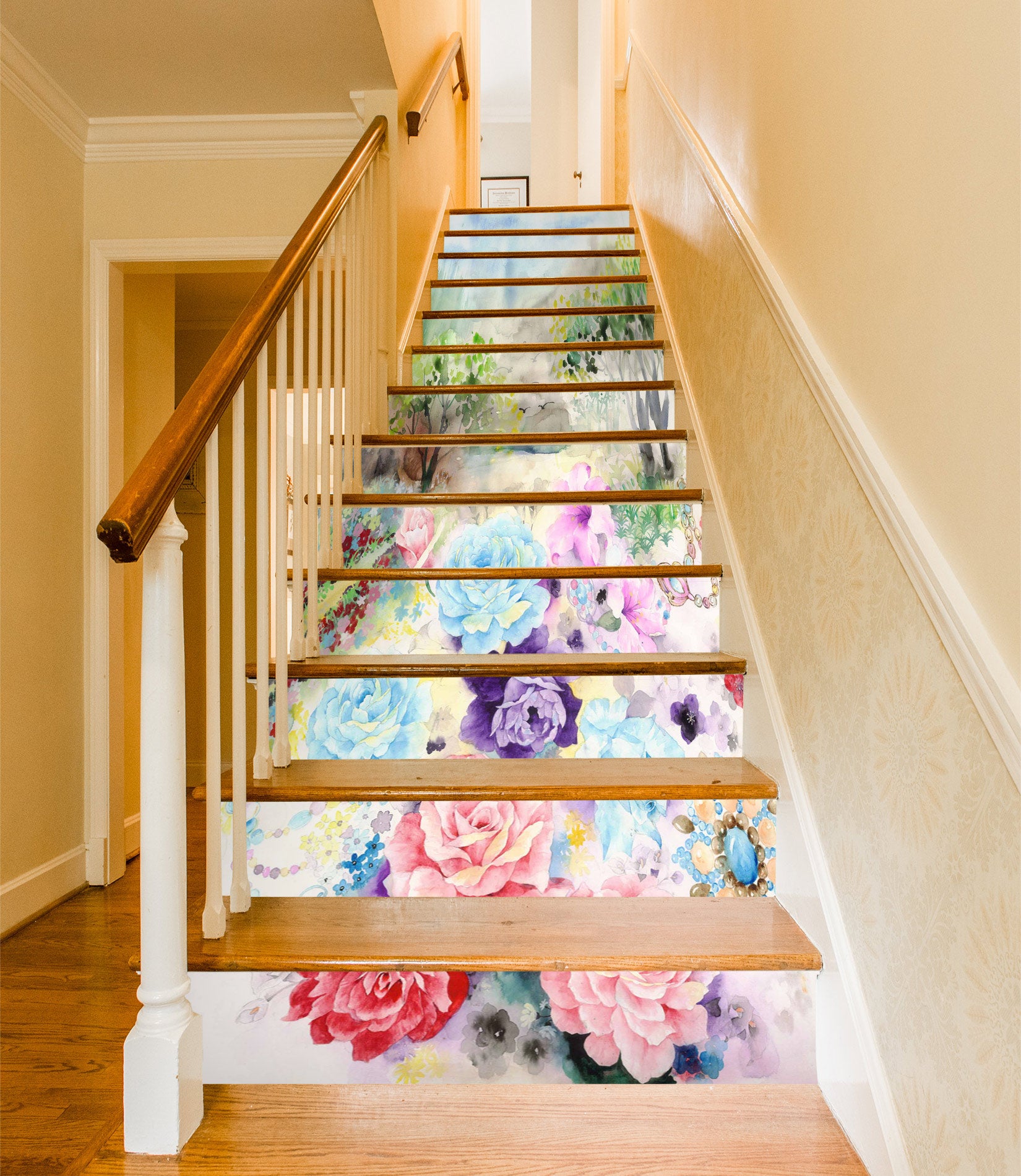 3D Colorful Flowers 300 Stair Risers