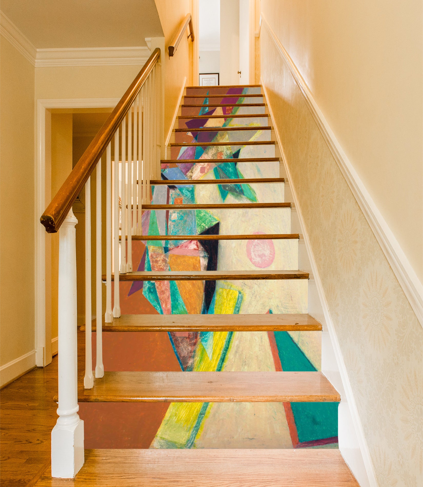 3D Colorful Abstract Painting 90171 Allan P. Friedlander Stair Risers