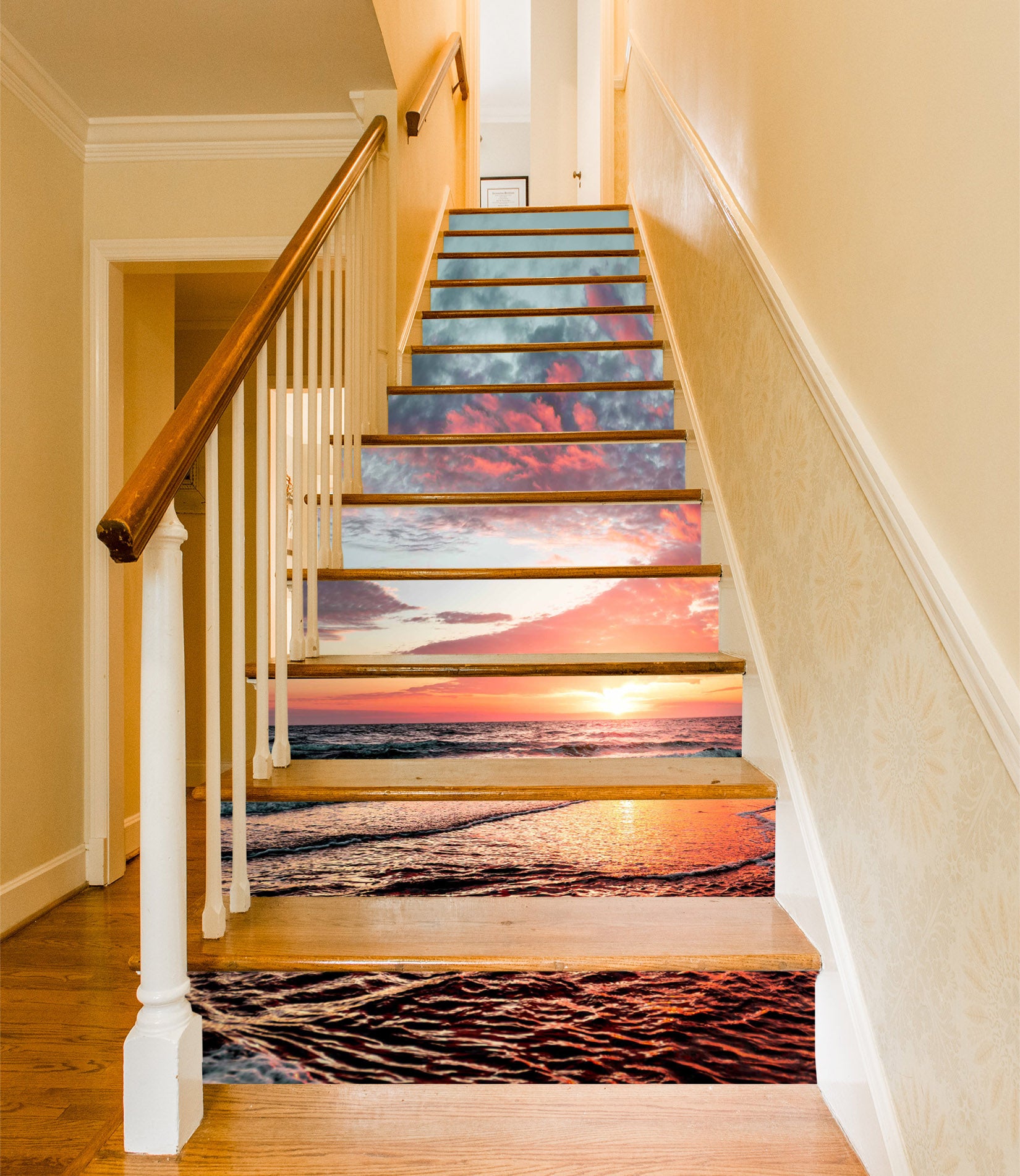 3D Sunset Seascape 554 Stair Risers