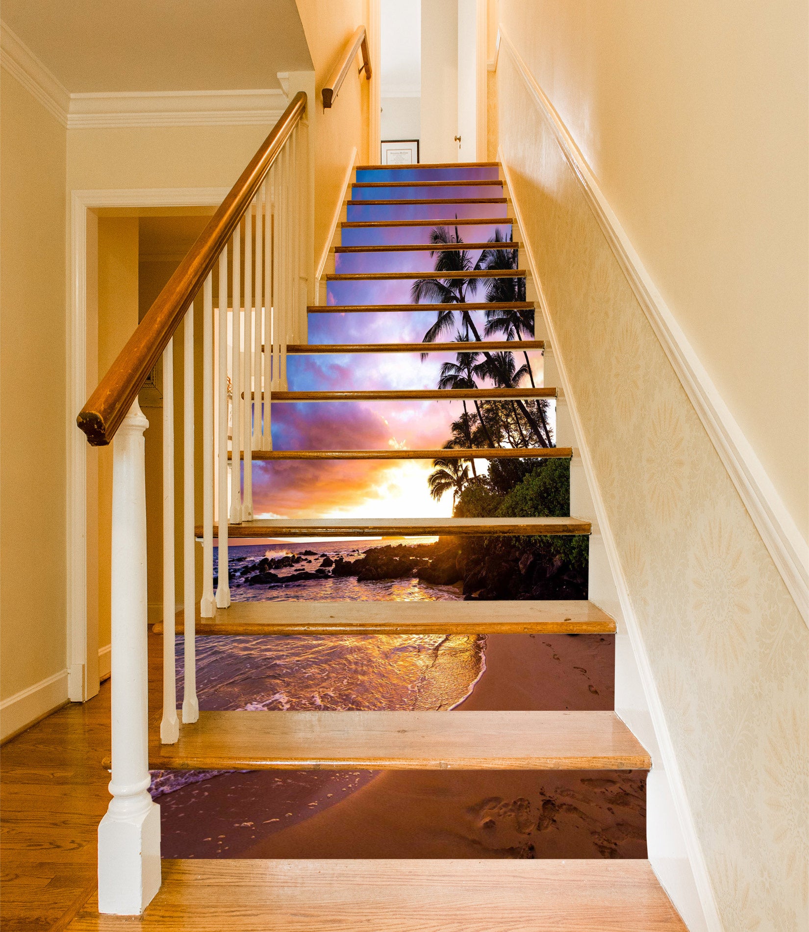 3D Sunset Seaside View 363 Stair Risers