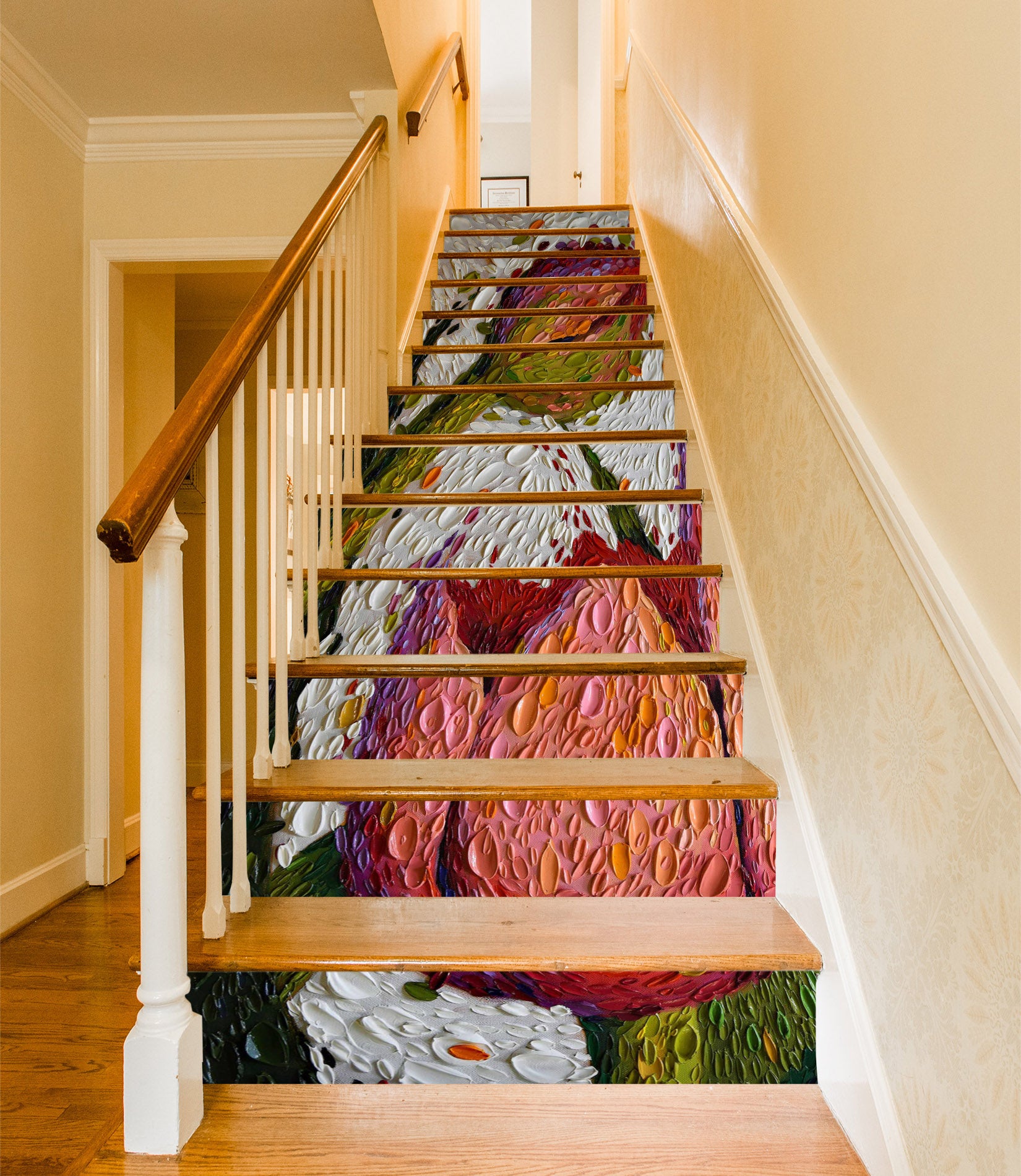 3D Lotus Bud Oil Painting 96153 Dena Tollefson Stair Risers