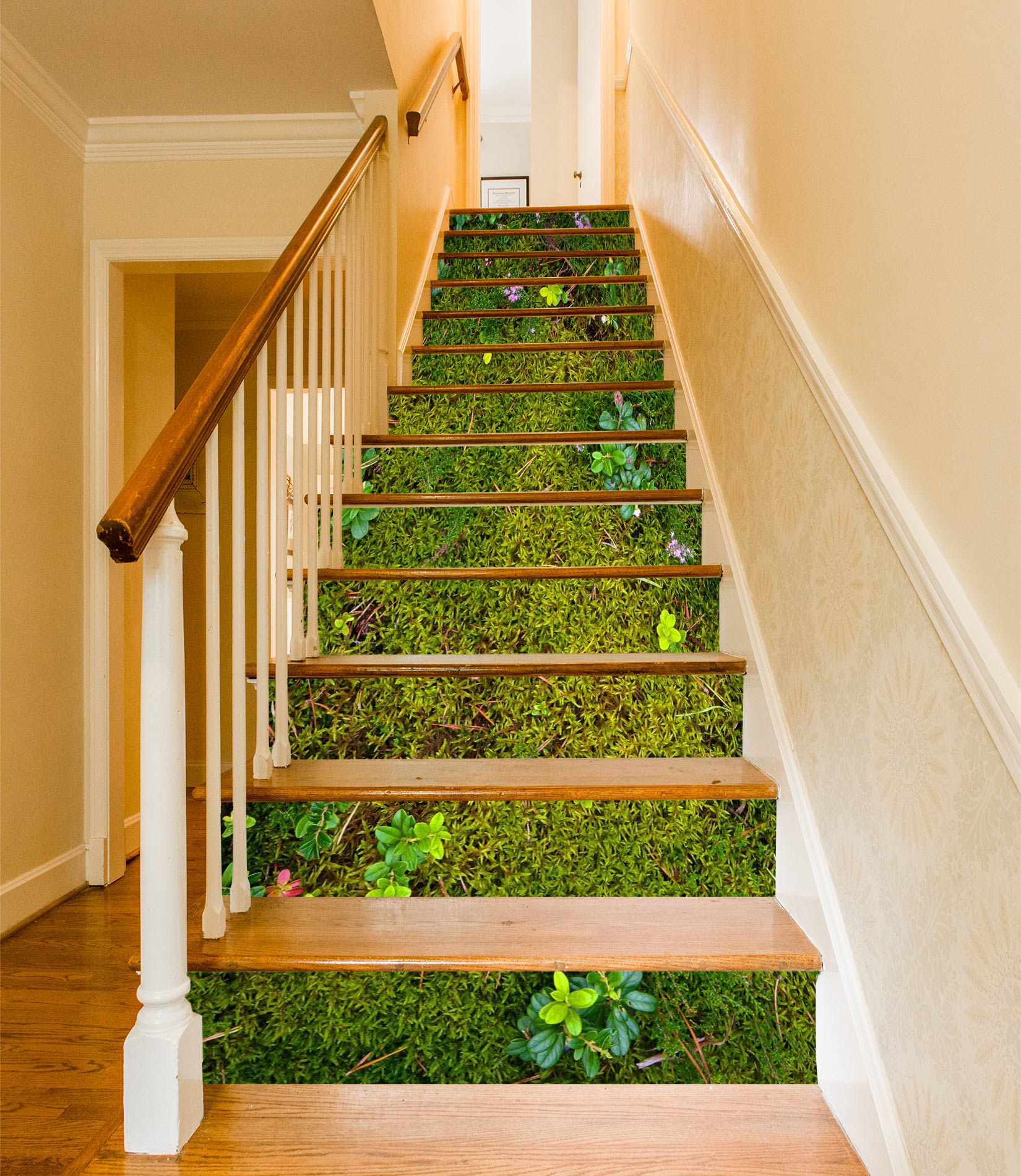 3D Green Soft Grass 040 Stair Risers