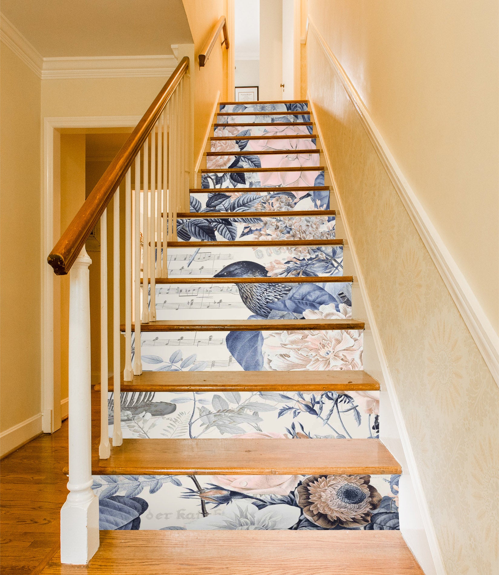 3D Flower Bush Blue Bird 109180 Andrea Haase Stair Risers