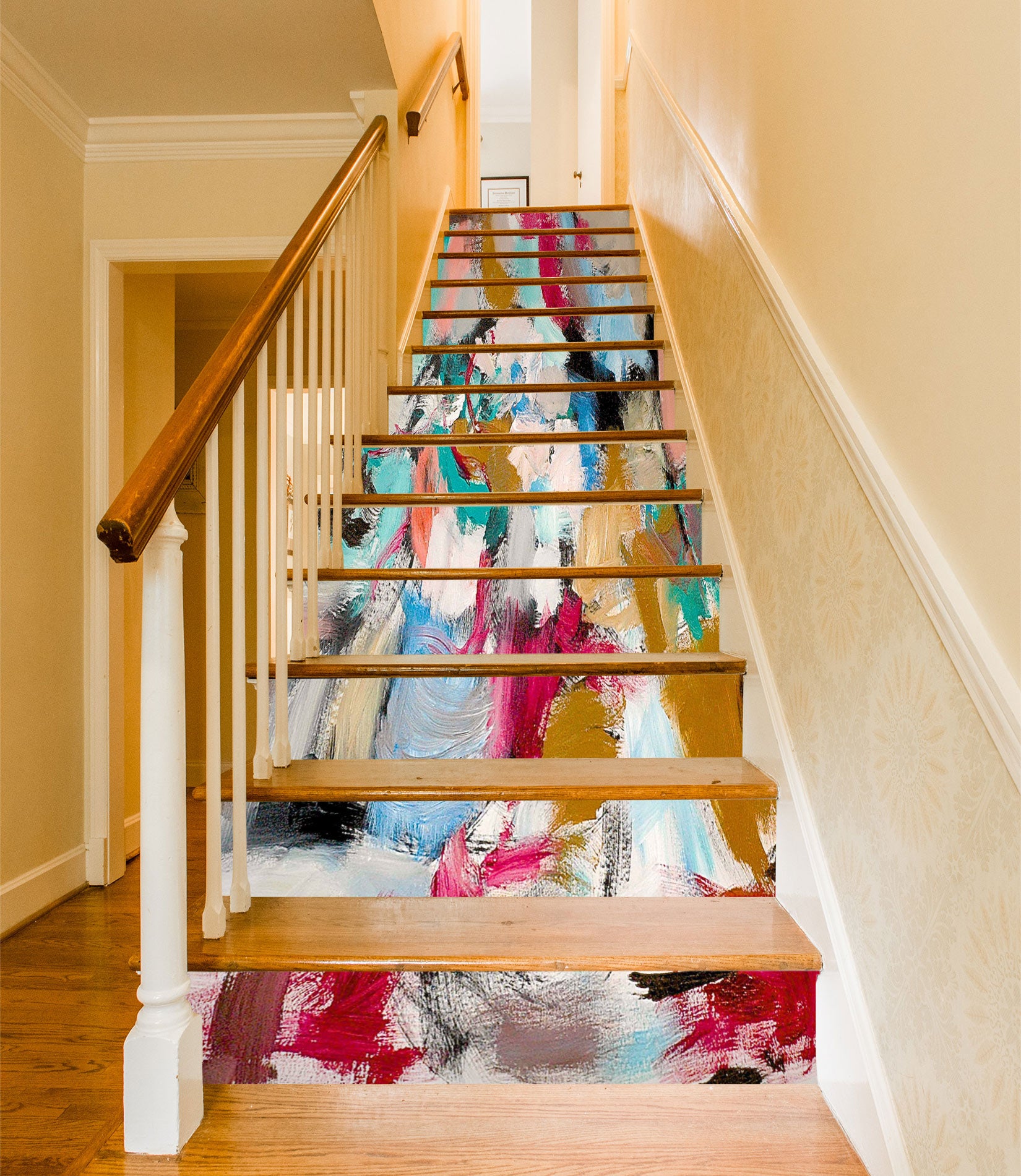3D Colorful Paint Texture 90179 Allan P. Friedlander Stair Risers
