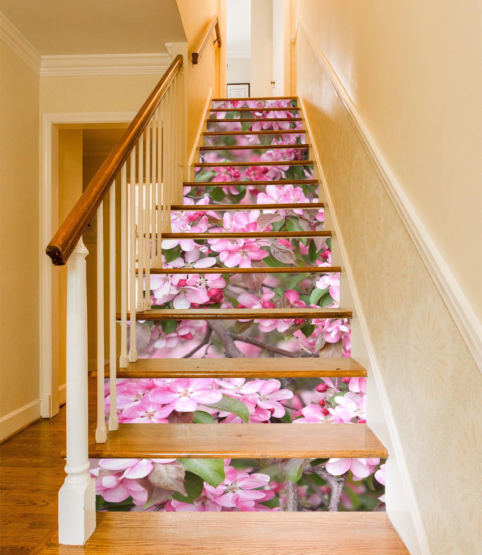 3D Showy Pink Flowers 528 Stair Risers