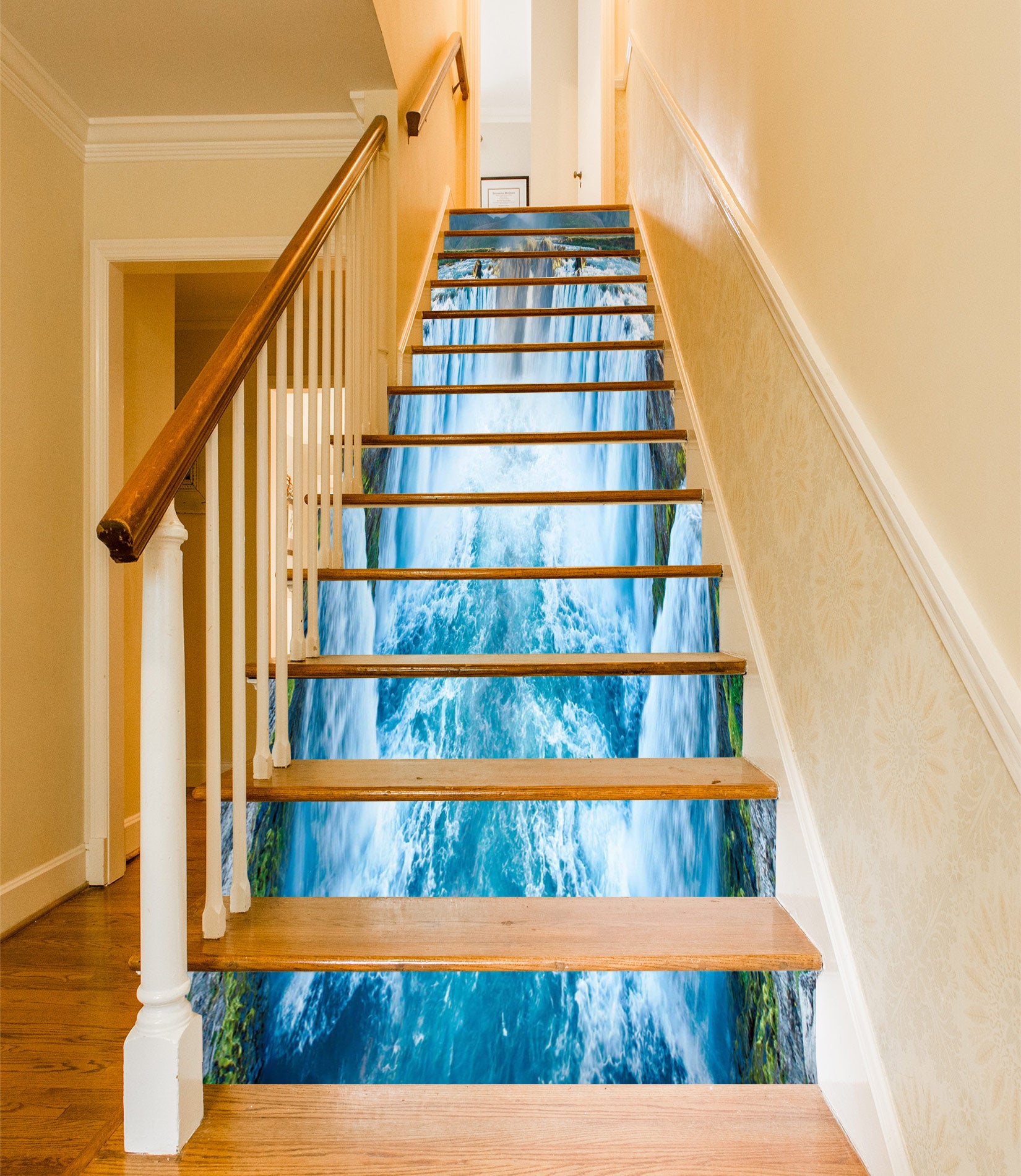 3D Majestic Waterfall 001 Stair Risers