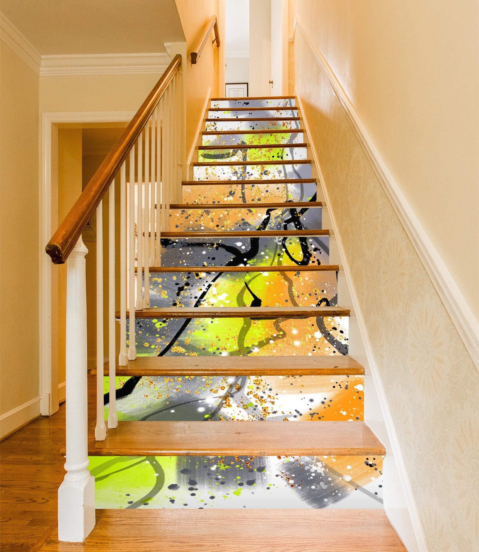 3D Irregular Distribution Of Three Colors 552 Stair Risers