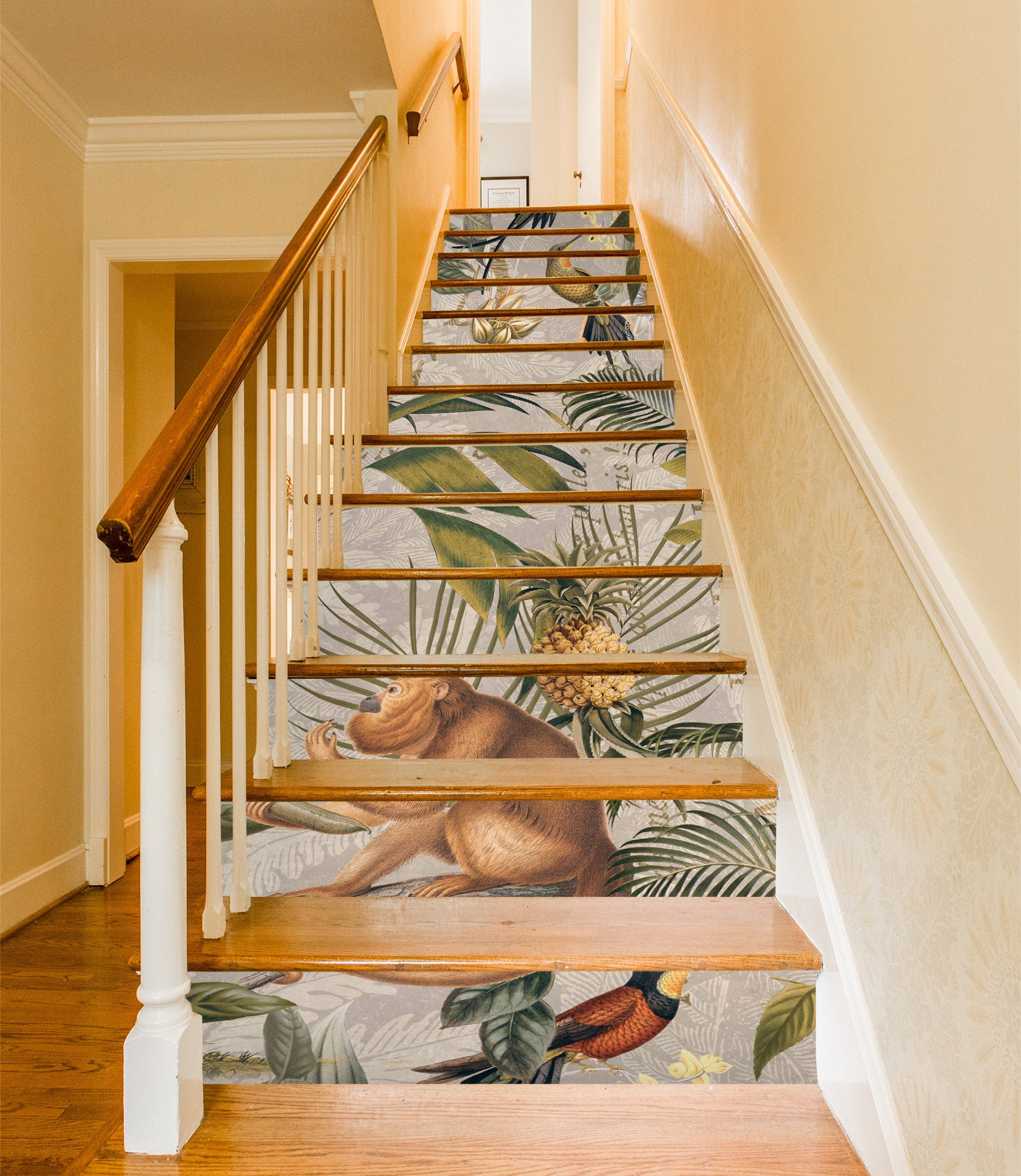 3D Leaves Pineapple Monkey 11035 Andrea Haase Stair Risers