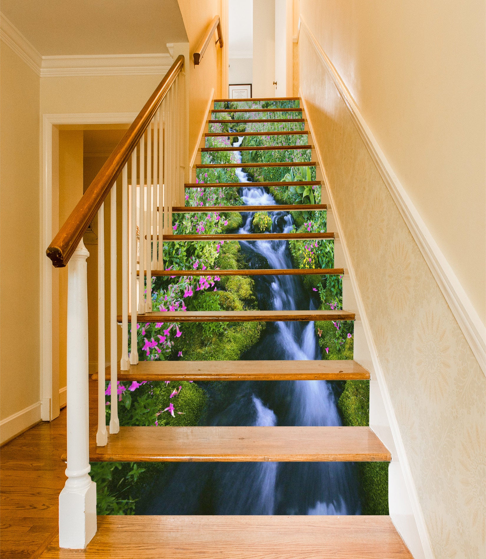 3D White River In The Forest 315 Stair Risers