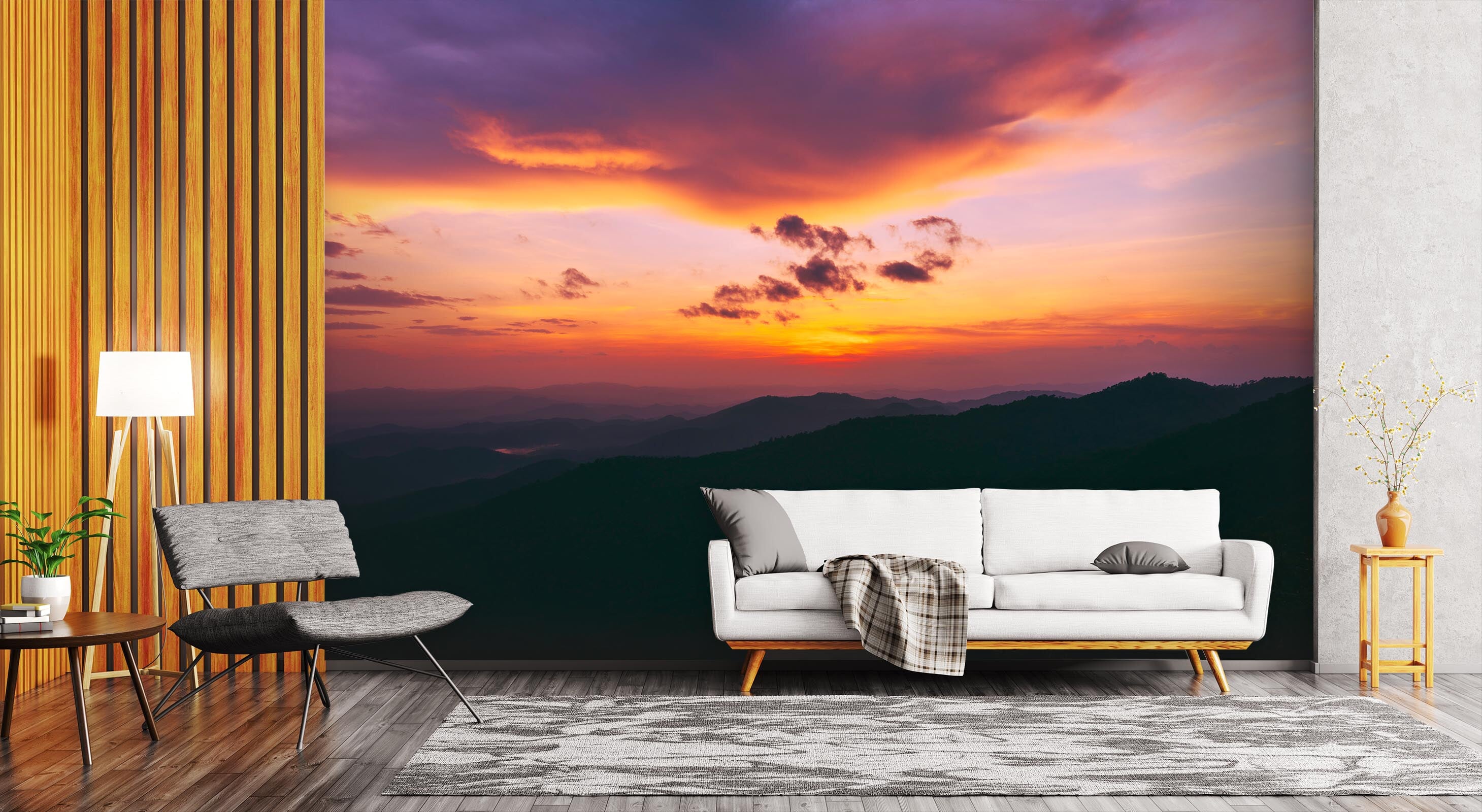 3D Sunset Mountain View 02 Wall Murals Wallpaper AJ Wallpaper 2