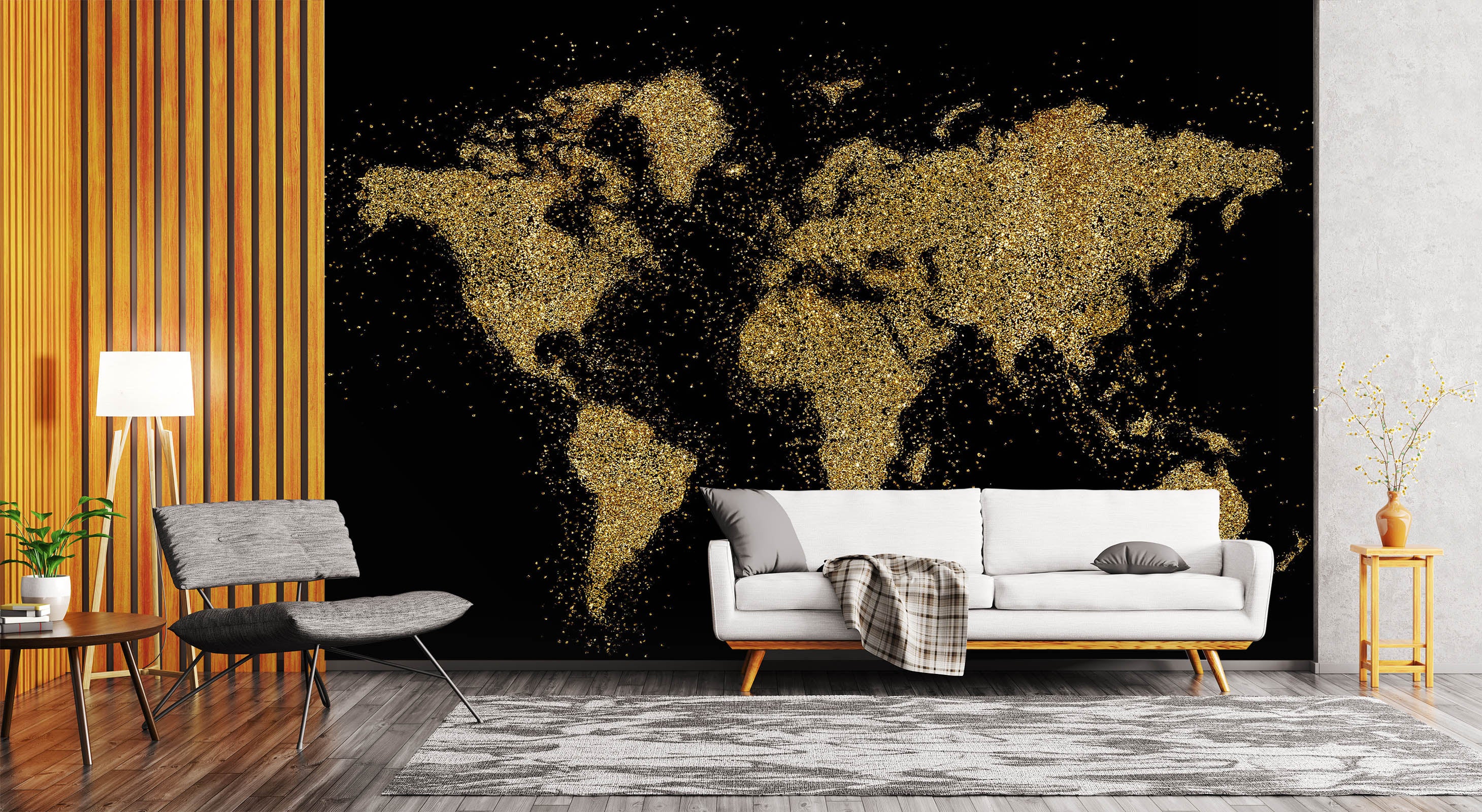 3D Gold Pattern 2122 World Map Wall Murals