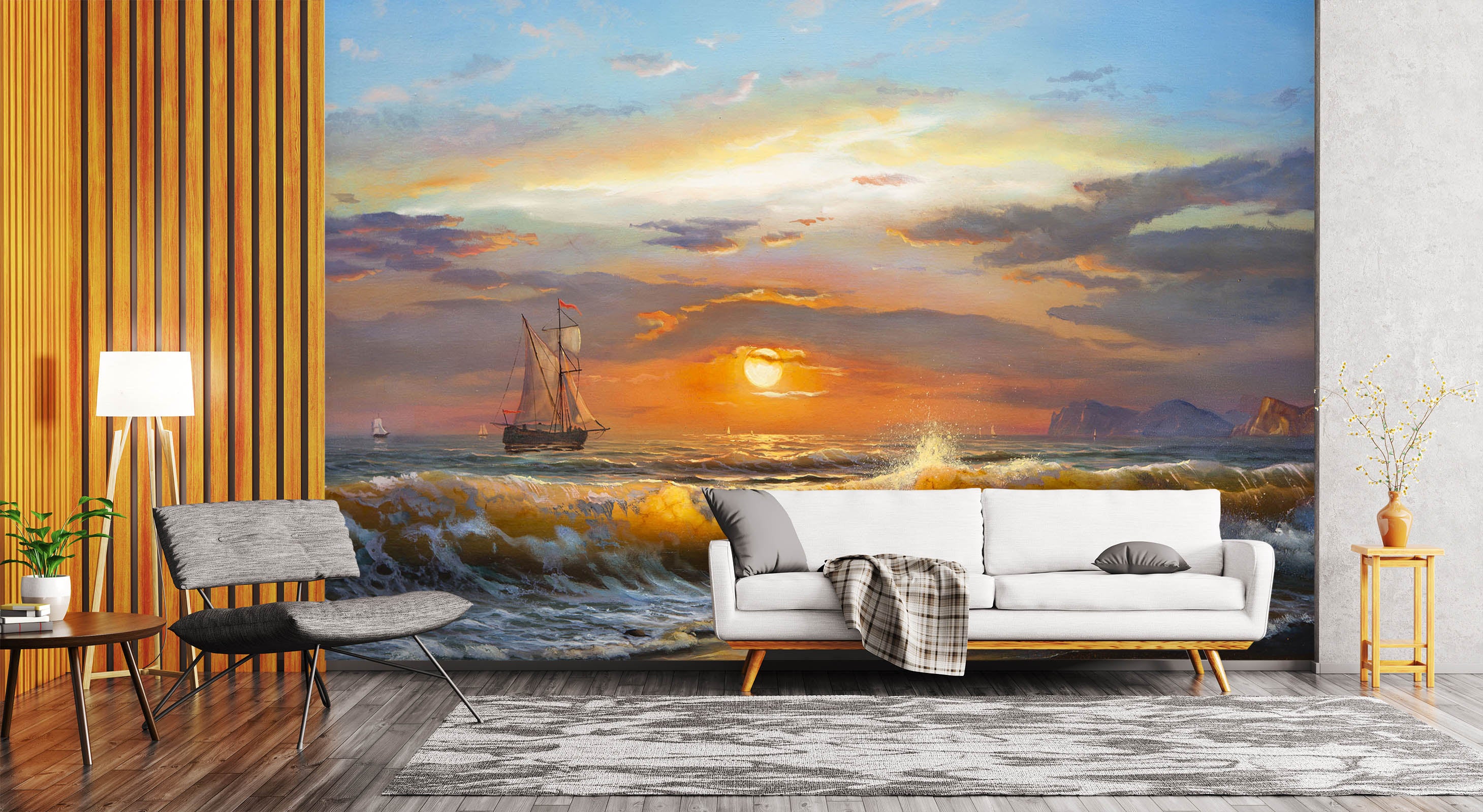 3D Clouds Sun Surf Sailing 57182 Wall Murals