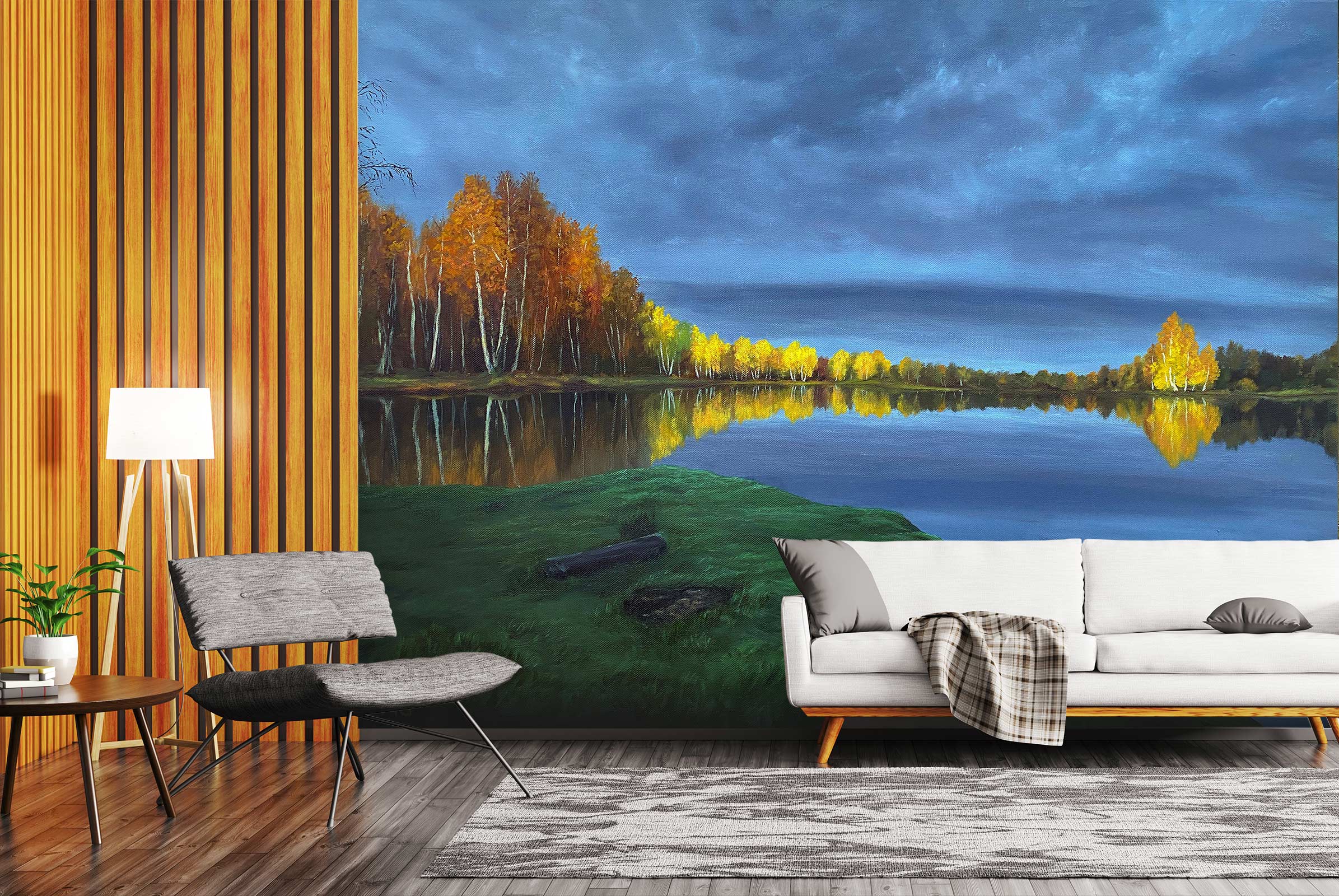 3D Lakeside Meadow Woods 9813 Marina Zotova Wall Mural Wall Murals