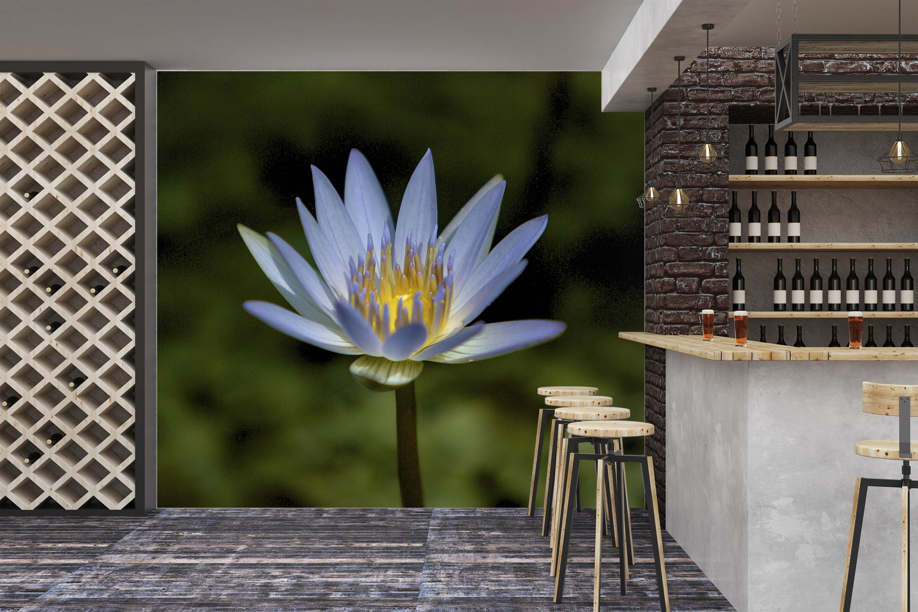 3D Lavendar Water Lily 115 Kathy Barefield Wall Mural Wall Murals