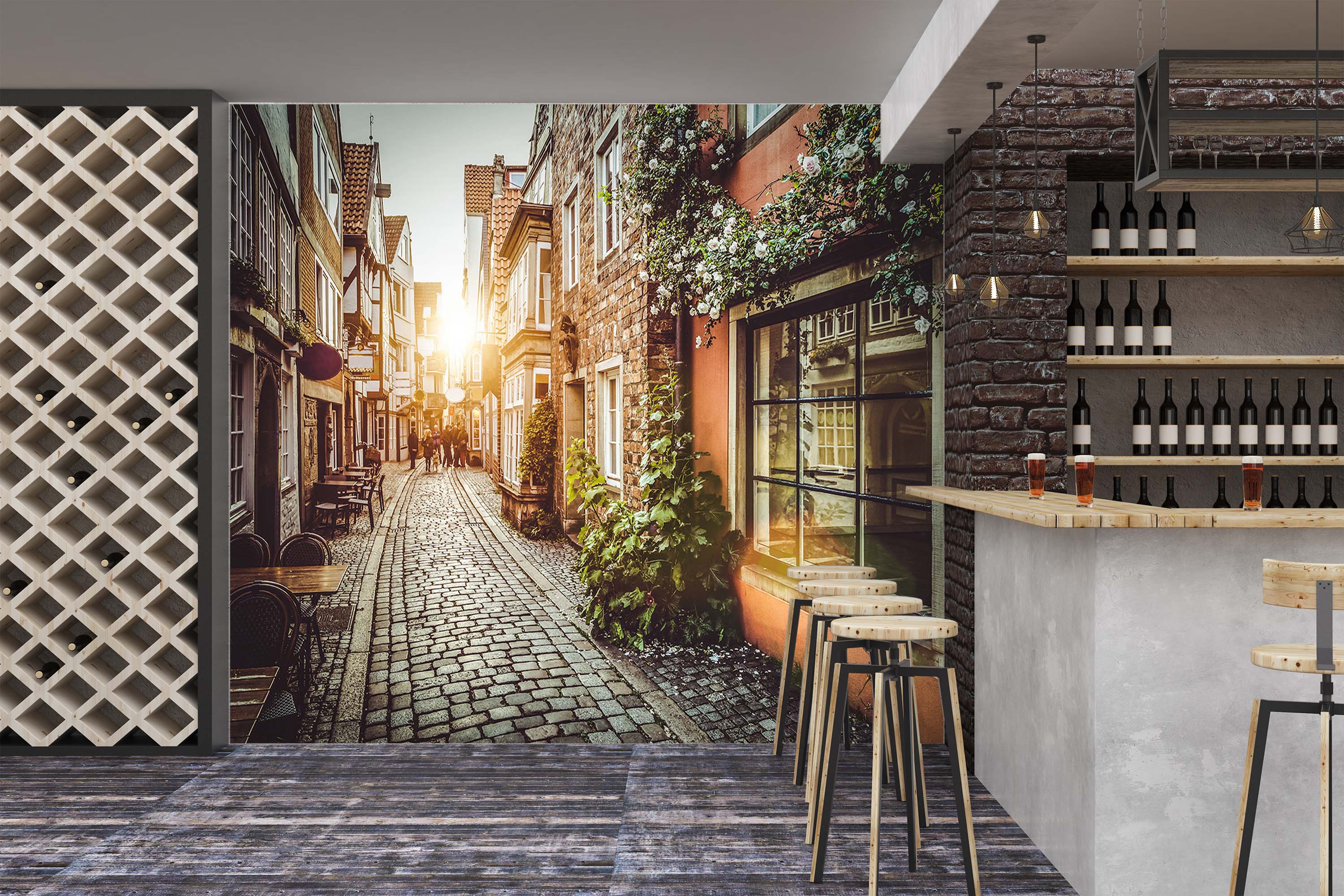 3D Sunny Street 332 Wall Murals