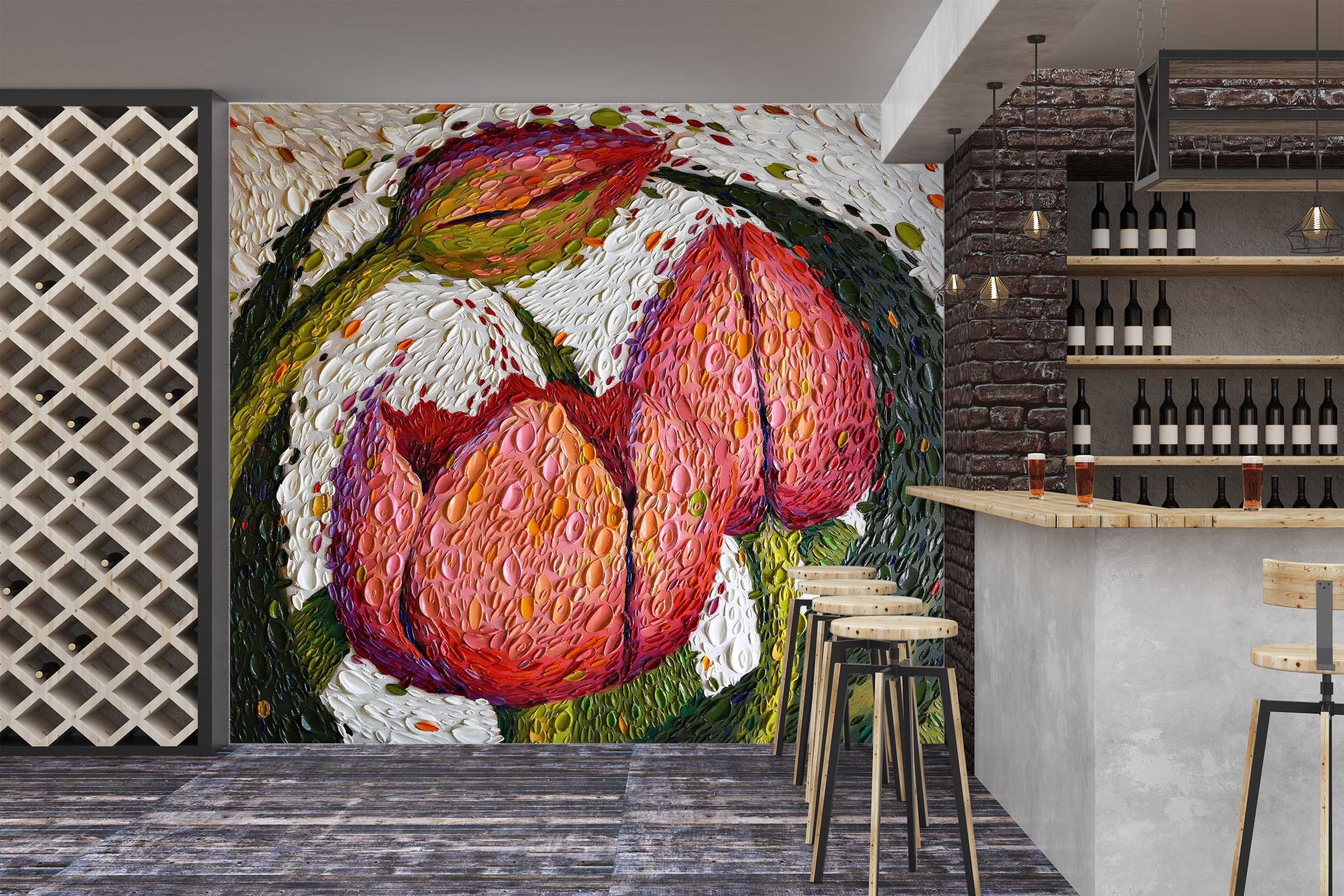 3D Pink Flower Bud 1410 Dena Tollefson Wall Mural Wall Murals