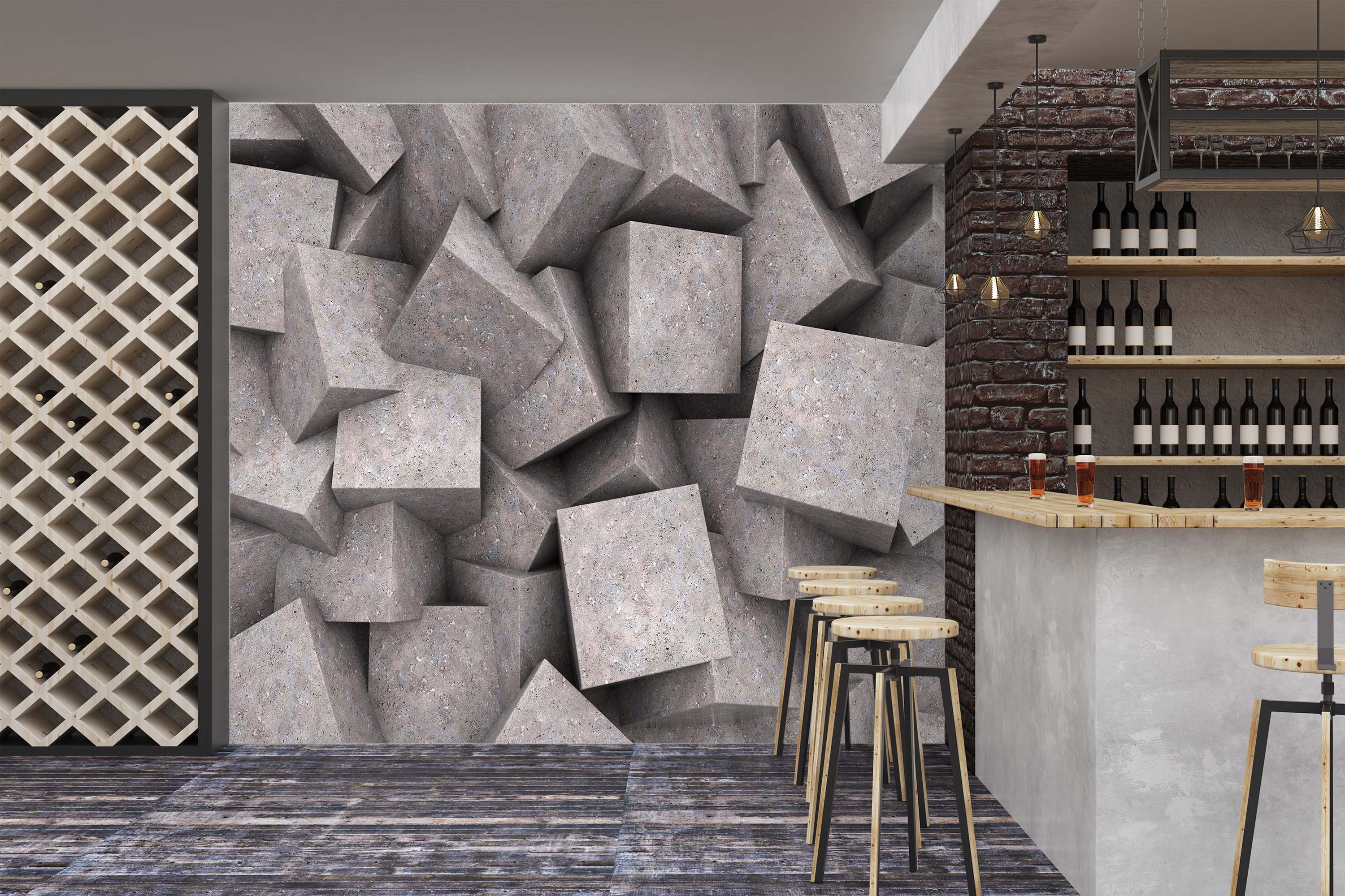 3D Gray Square 1512 Wall Murals