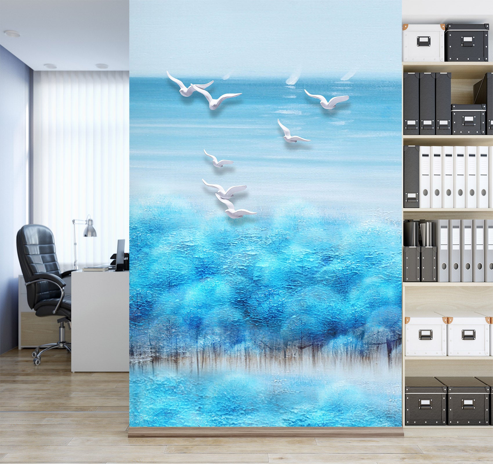 3D Blue Forest 1821 Wall Murals