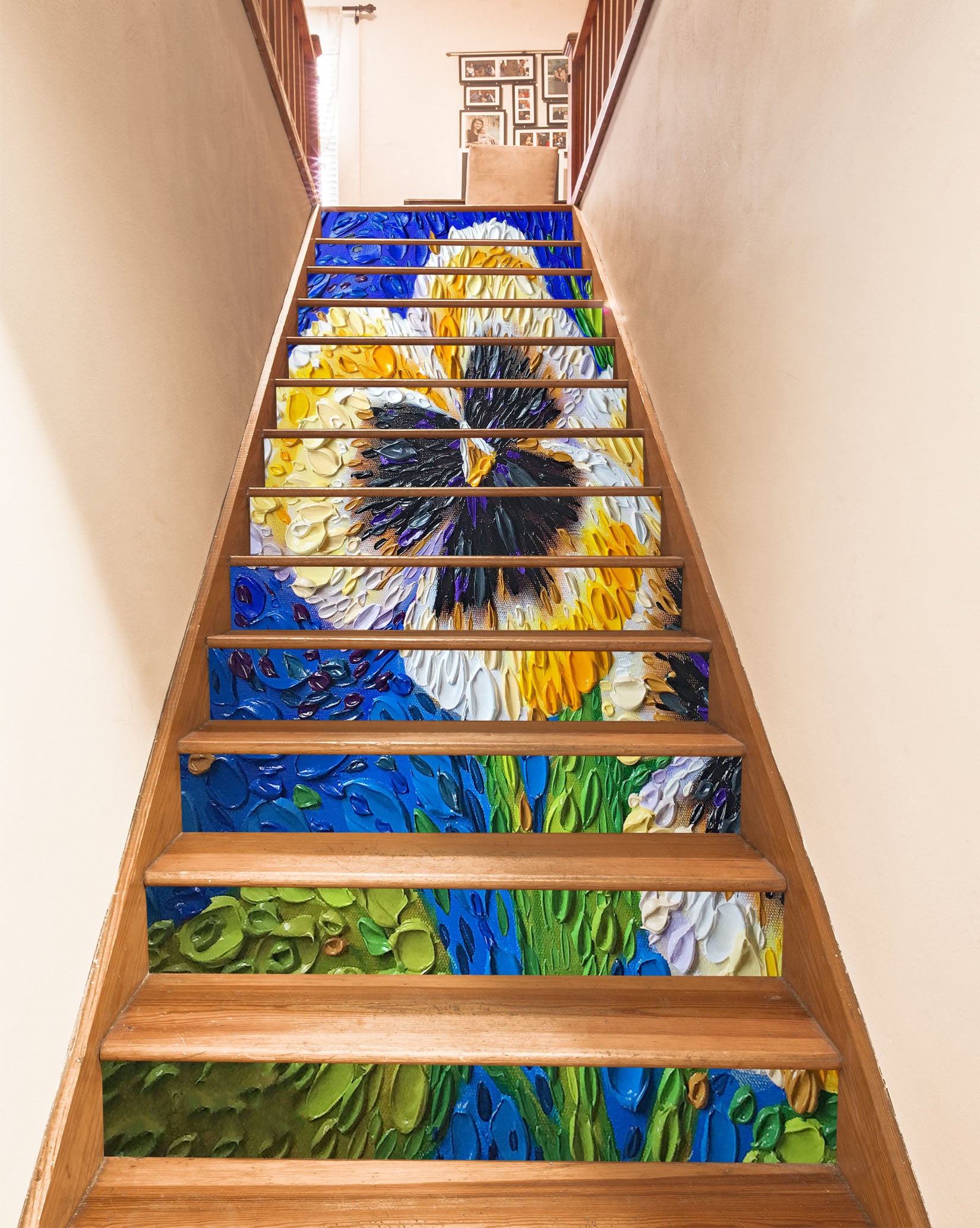 3D Yellow White Flowers Painting 96166 Dena Tollefson Stair Risers