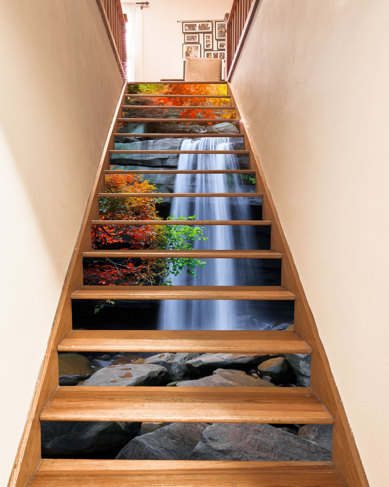3D Waterfall Under Tree 278 Stair Risers