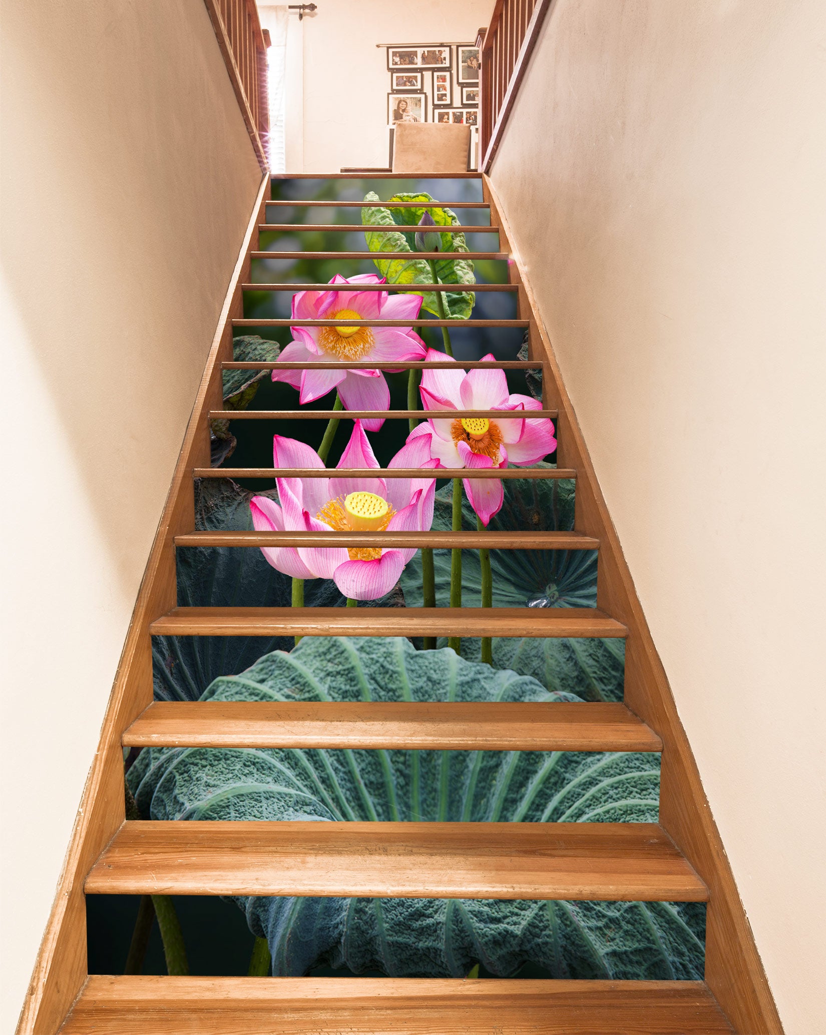 3D Beautiful Pink Lotus 524 Stair Risers