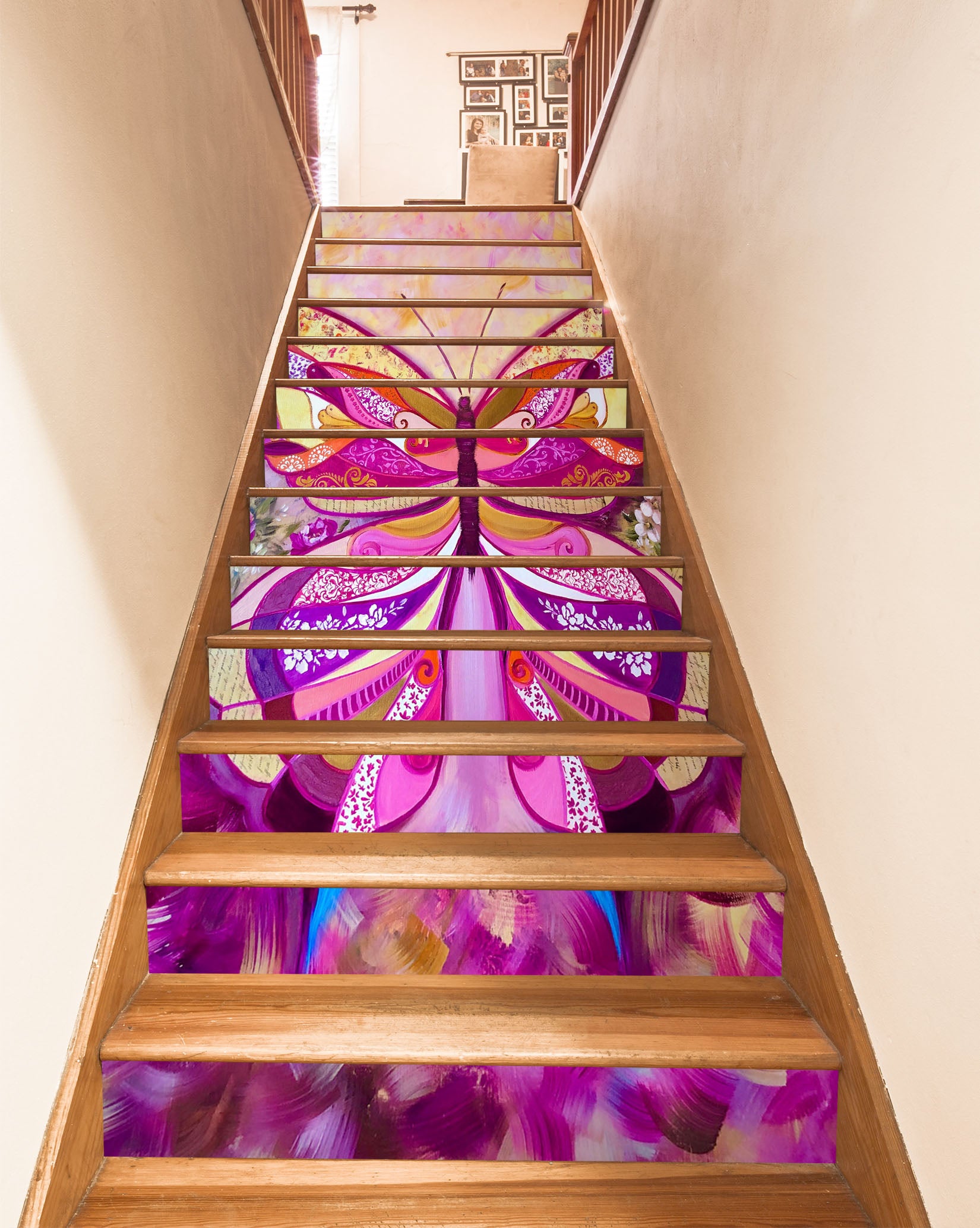 3D Pink Butterfly Petals 2192 Skromova Marina Stair Risers