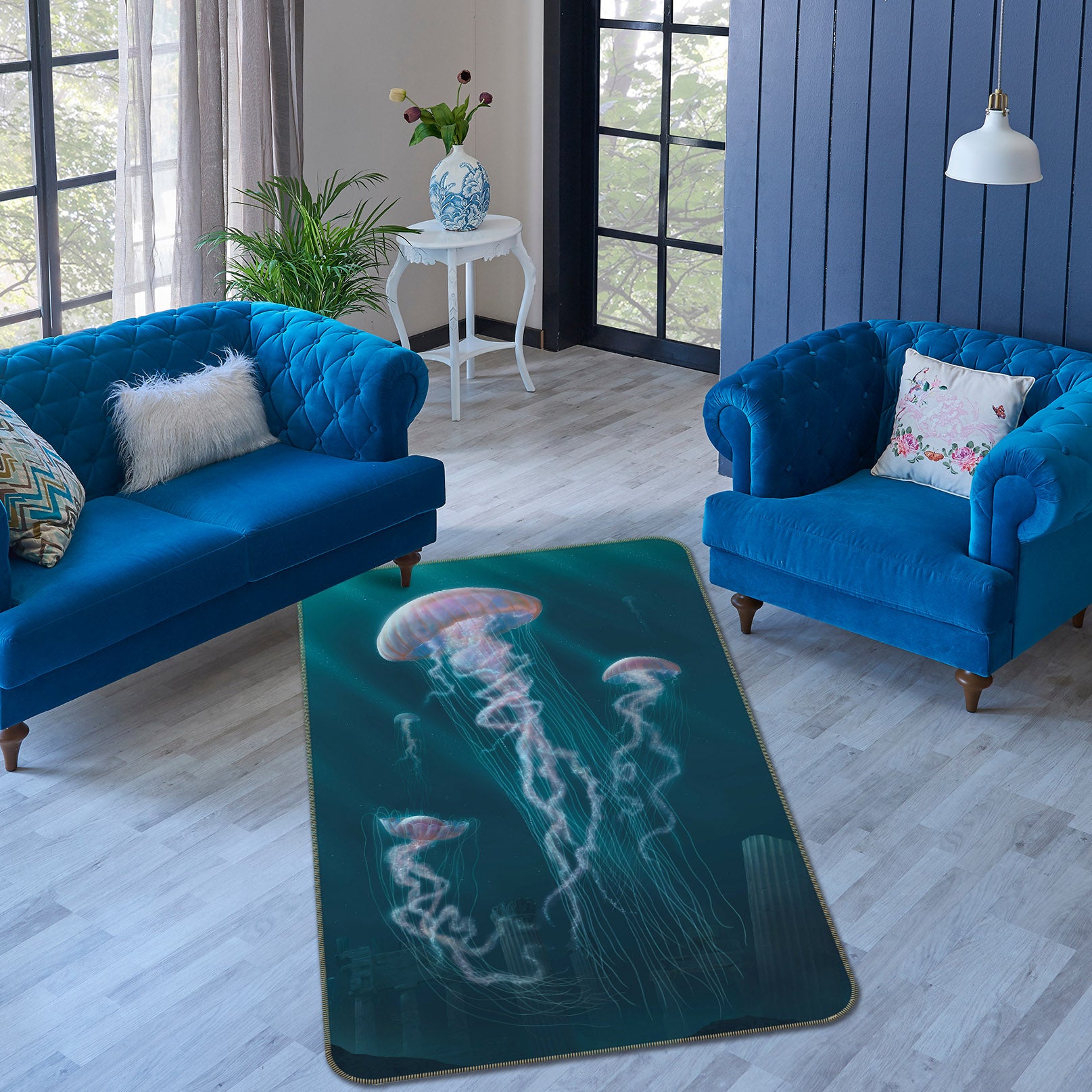 3D Jellyfish Def 1045 Vincent Hie Rug Non Slip Rug Mat