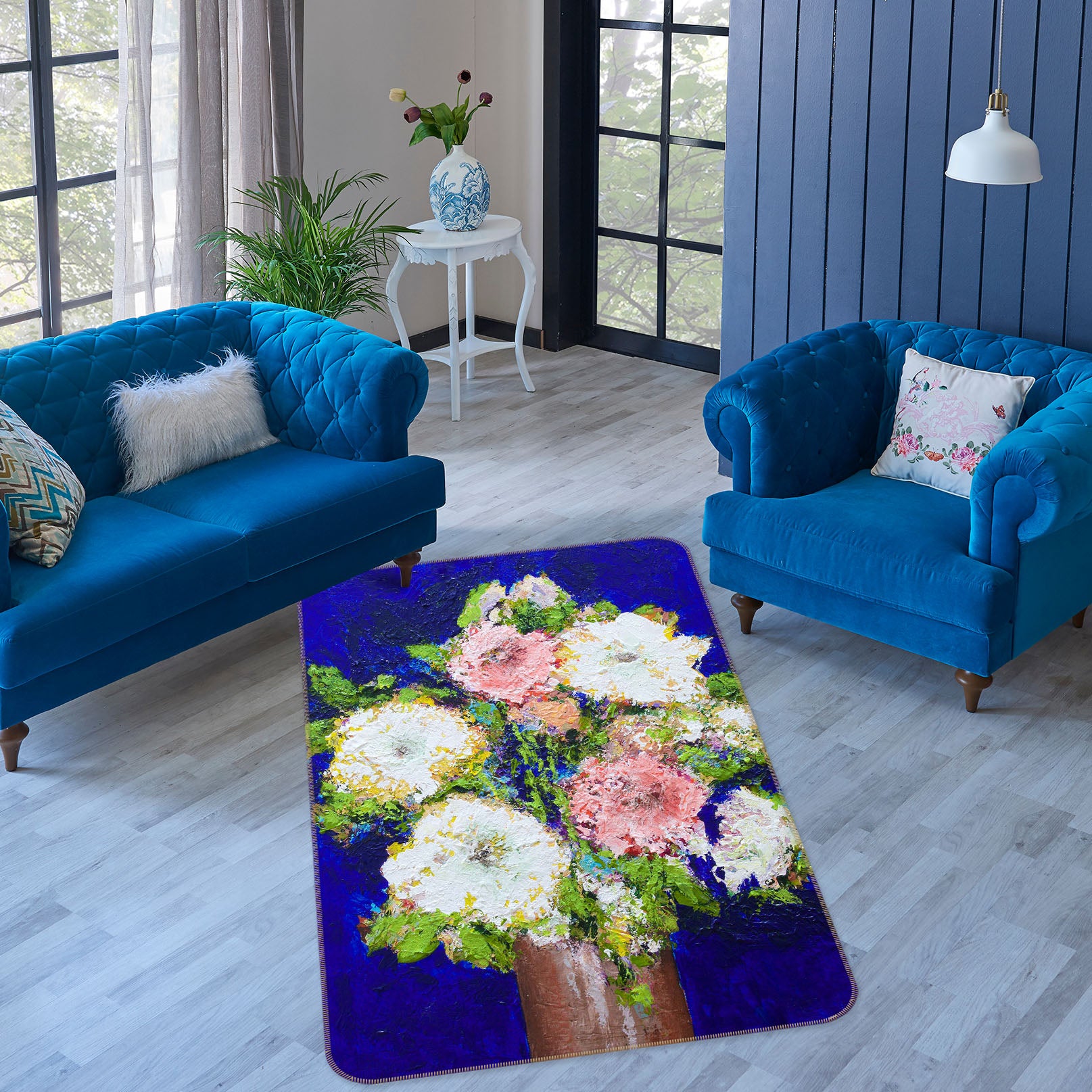 3D Painted Flowers 3006 Allan P. Friedlander Rug Non Slip Rug Mat