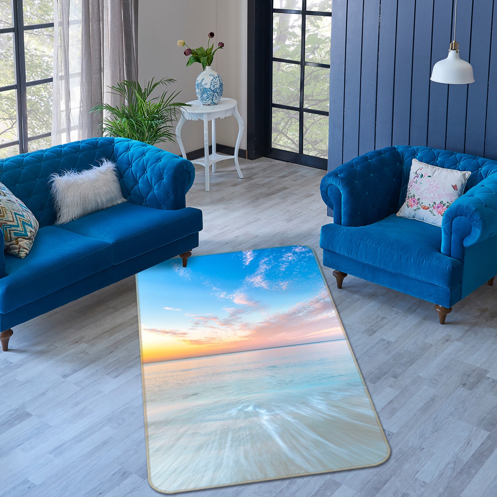3D Sunset Sea 185 Assaf Frank Rug Non Slip Rug Mat