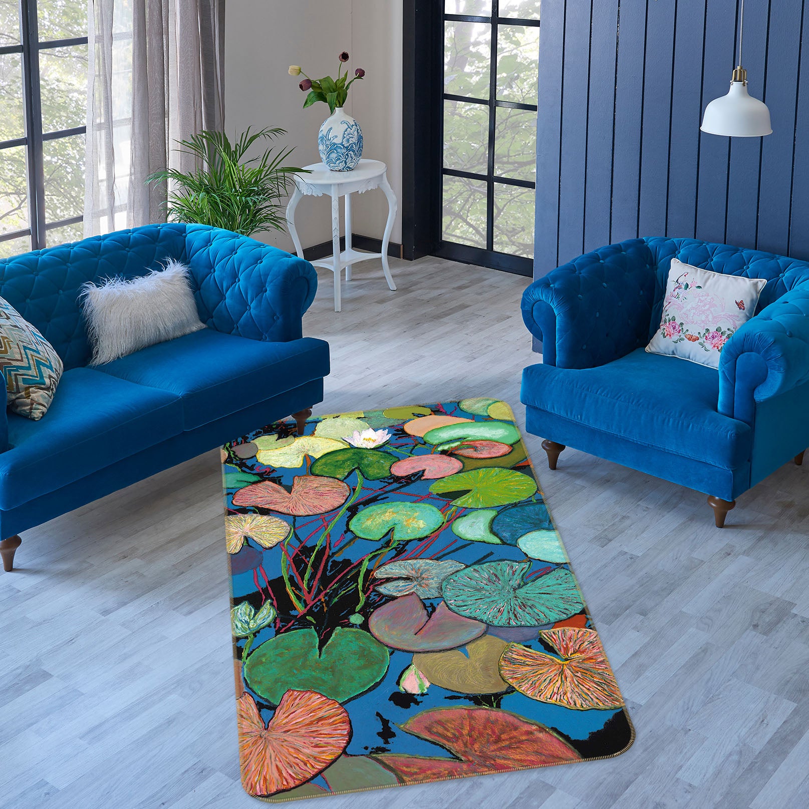 3D Painting Lotus Leaf 3041 Allan P. Friedlander Rug Non Slip Rug Mat