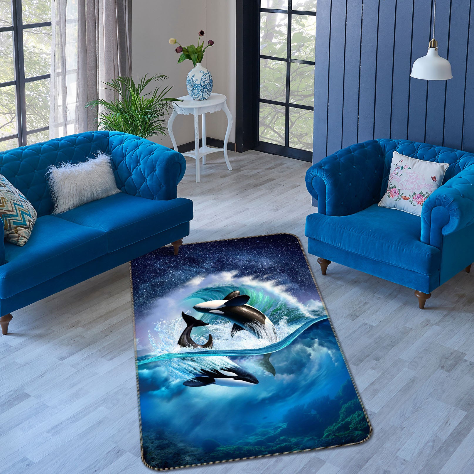 3D Orca Wave 1074 Jerry LoFaro Rug Non Slip Rug Mat