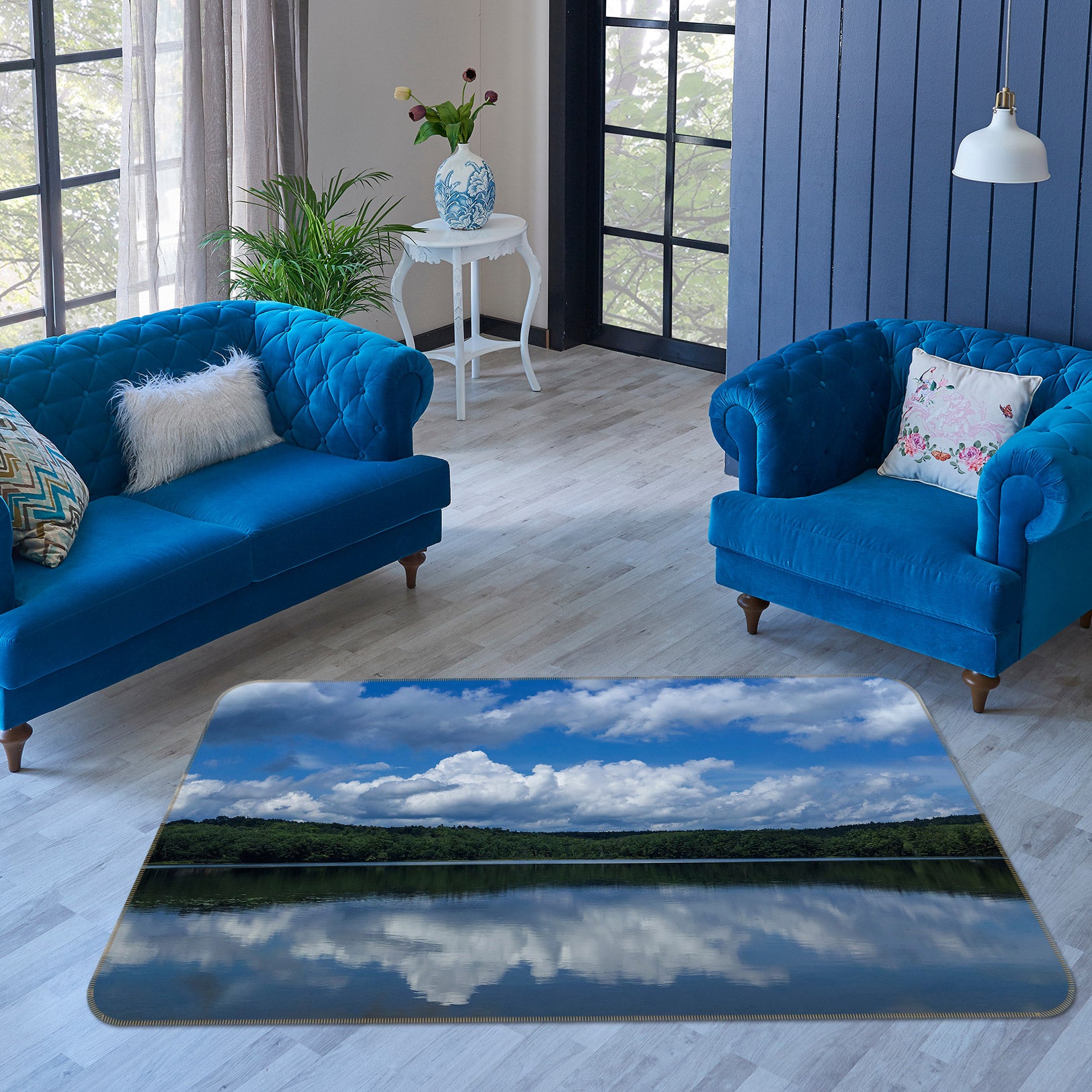 3D Cloud Lake 1004 Jerry LoFaro Rug Non Slip Rug Mat