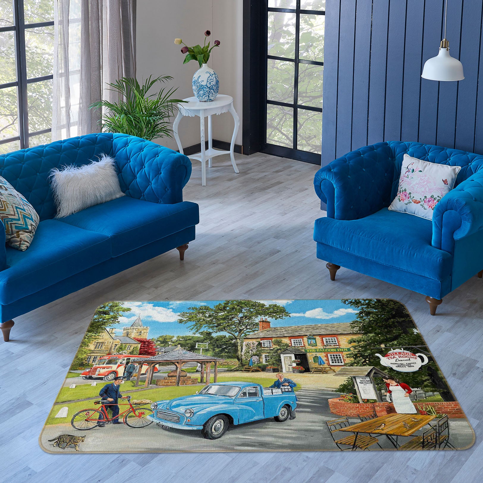 3D The Village Tearooms 1126 Trevor Mitchell Rug Non Slip Rug Mat