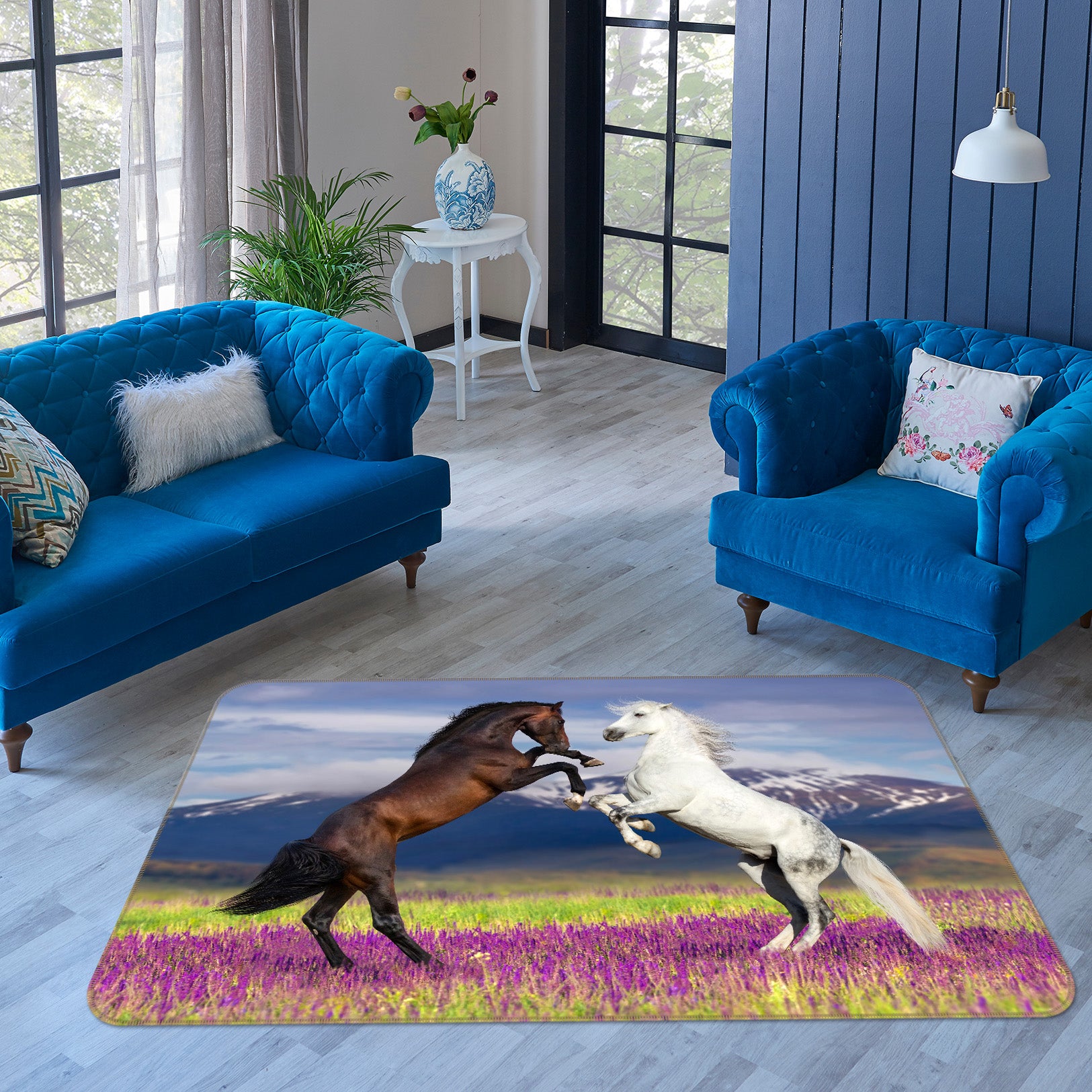 3D Flower Horse 065 Animal Non Slip Rug Mat