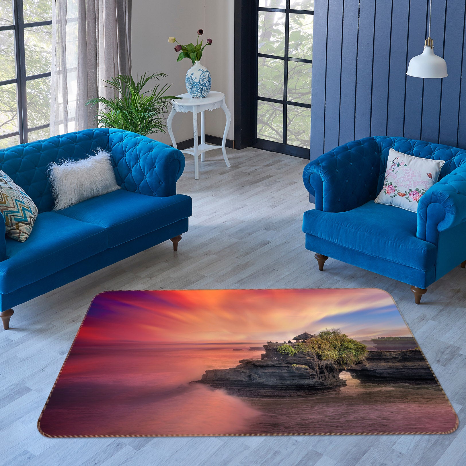 3D Red Sunset 1061 Marco Carmassi Rug Non Slip Rug Mat